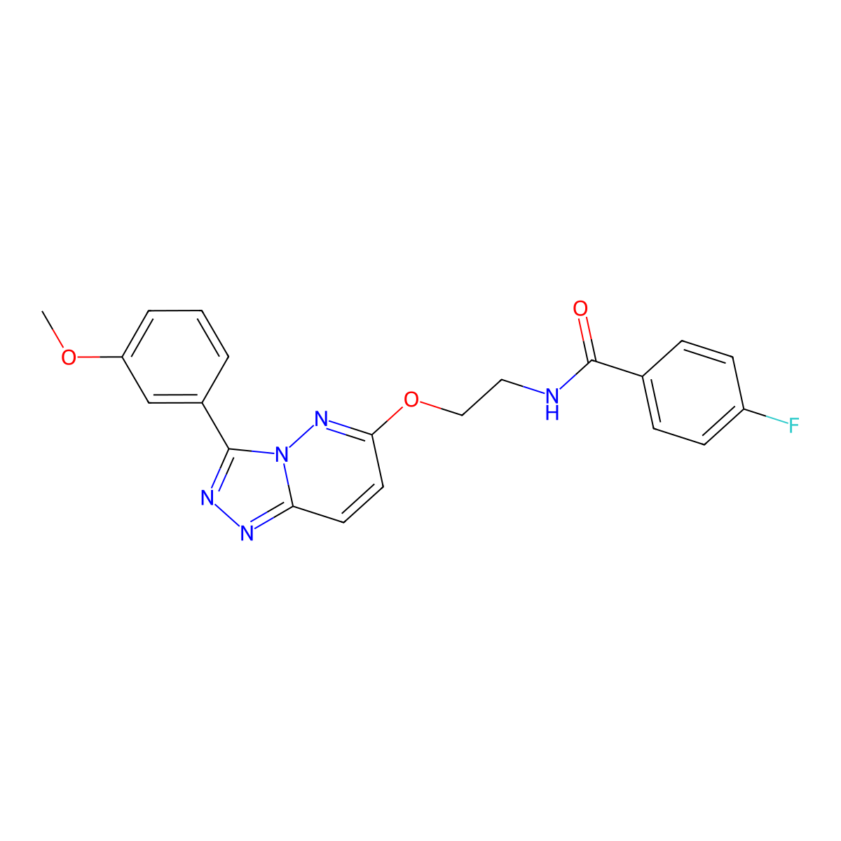 4-fluoro-N-(2-((3-(3-methoxyphenyl)-[1,2,4]triazolo[4,3-b]pyridazin-6-yl)oxy)ethyl)benzamide molecular structure, CAS 1021098-91-8