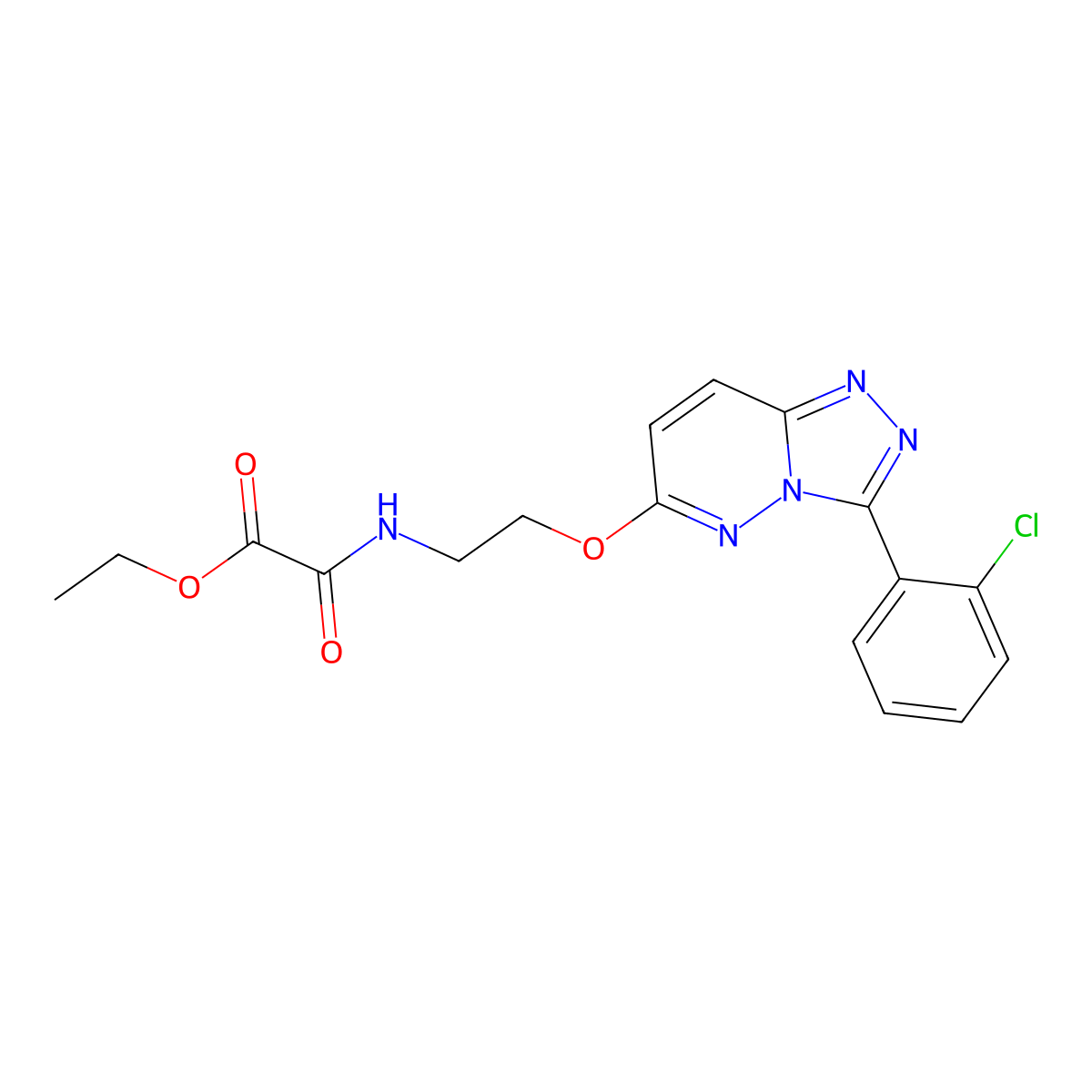 Ethyl 2-((2-((3-(2-chlorophenyl)-[1,2,4]triazolo[4,3-b]pyridazin-6-yl)oxy)ethyl)amino)-2-oxoacetate molecular structure, CAS 1021099-03-5
