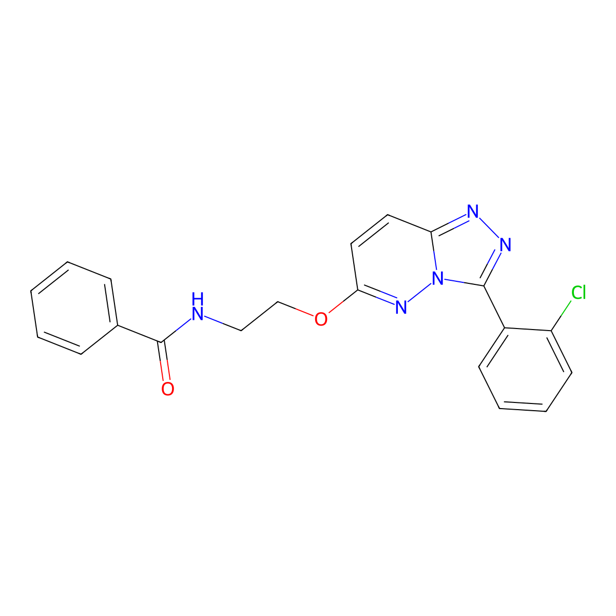 N-(2-((3-(2-chlorophenyl)-[1,2,4]triazolo[4,3-b]pyridazin-6-yl)oxy)ethyl)benzamide molecular structure, CAS 1021099-09-1