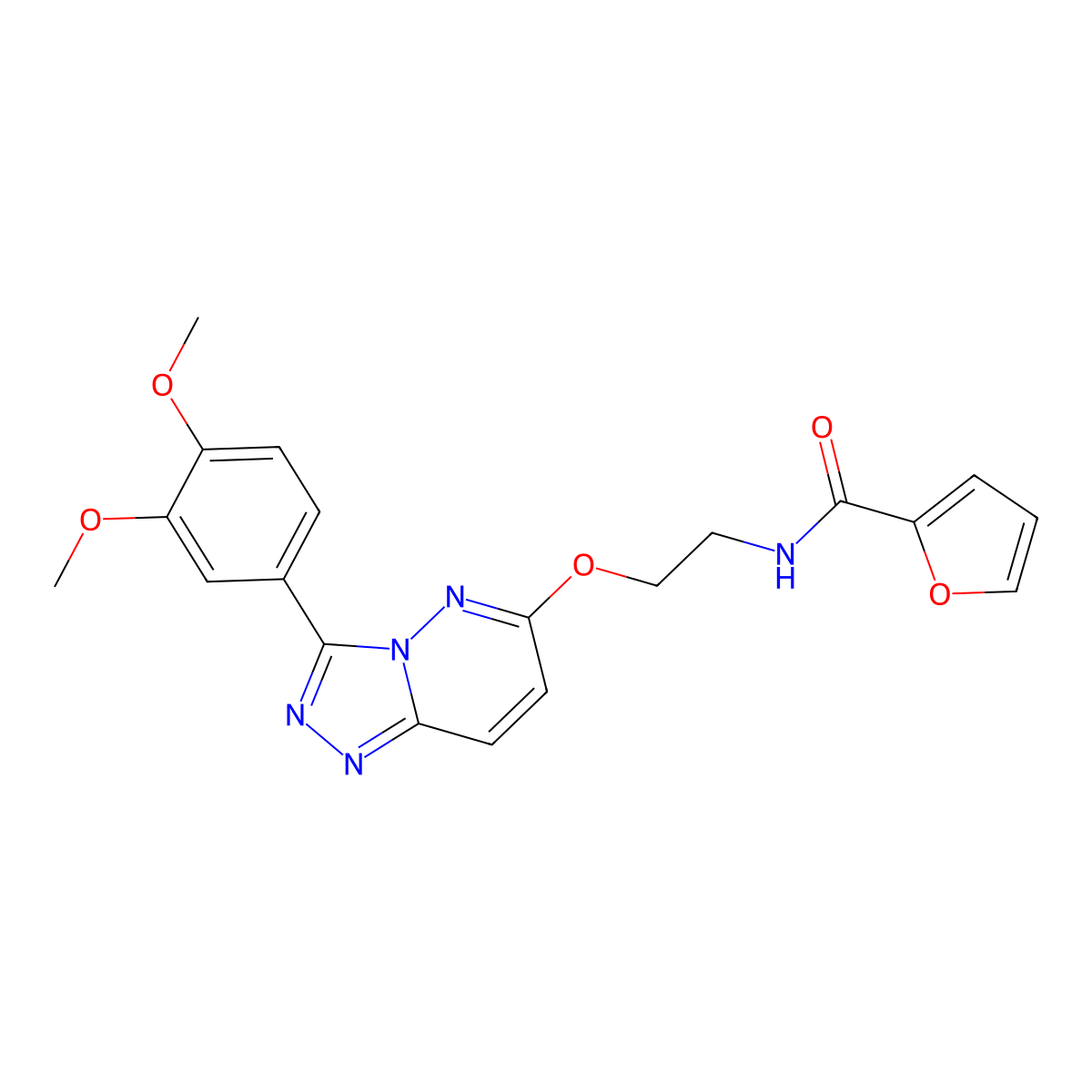 N-(2-((3-(3,4-dimethoxyphenyl)-[1,2,4]triazolo[4,3-b]pyridazin-6-yl)oxy)ethyl)furan-2-carboxamide molecular structure, CAS 1021099-21-7