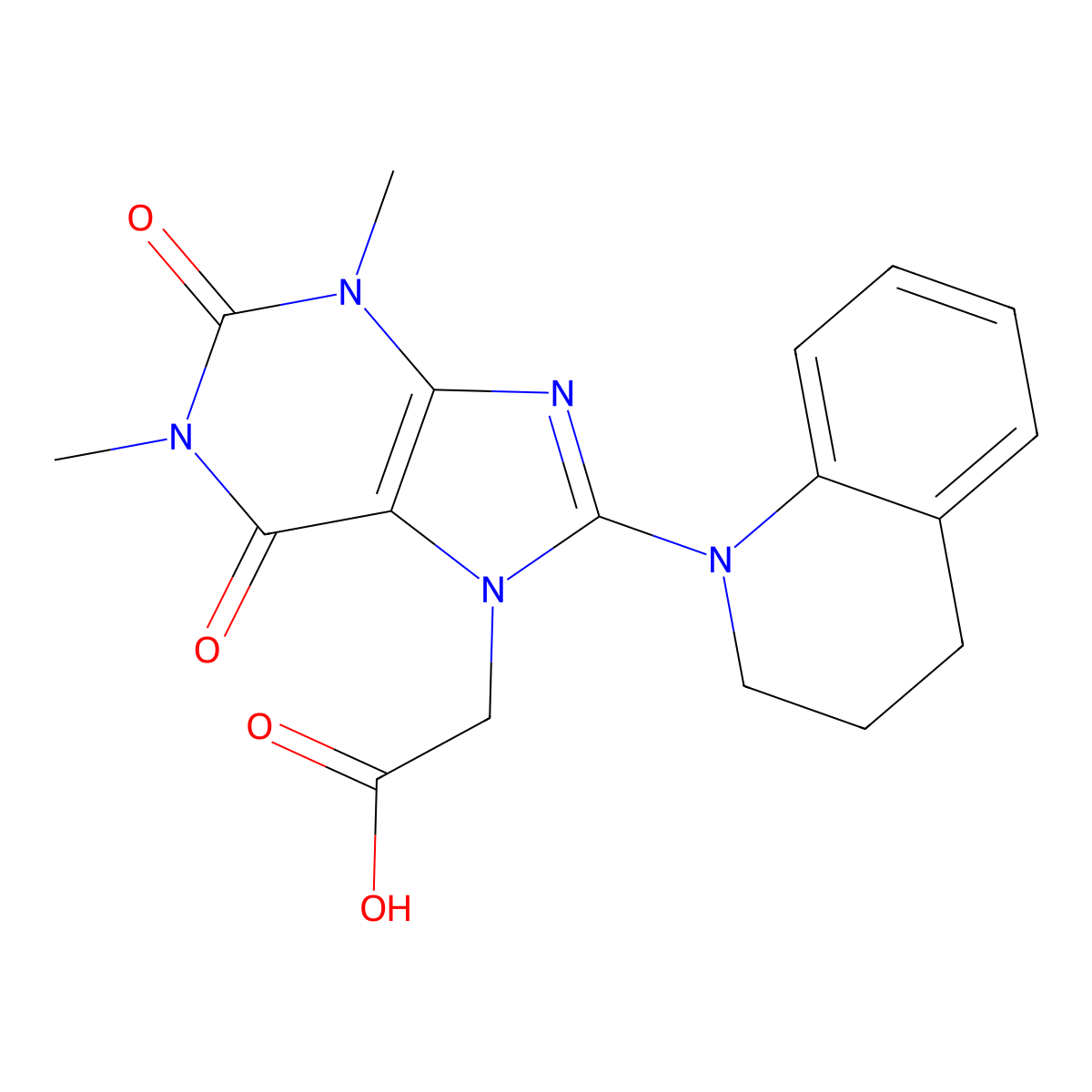 2-(8-(3,4-dihydroquinolin-1(2H)-yl)-1,3-dimethyl-2,6-dioxo-2,3-dihydro-1H-purin-7(6H)-yl)acetic acid molecular structure, CAS 1021099-45-5