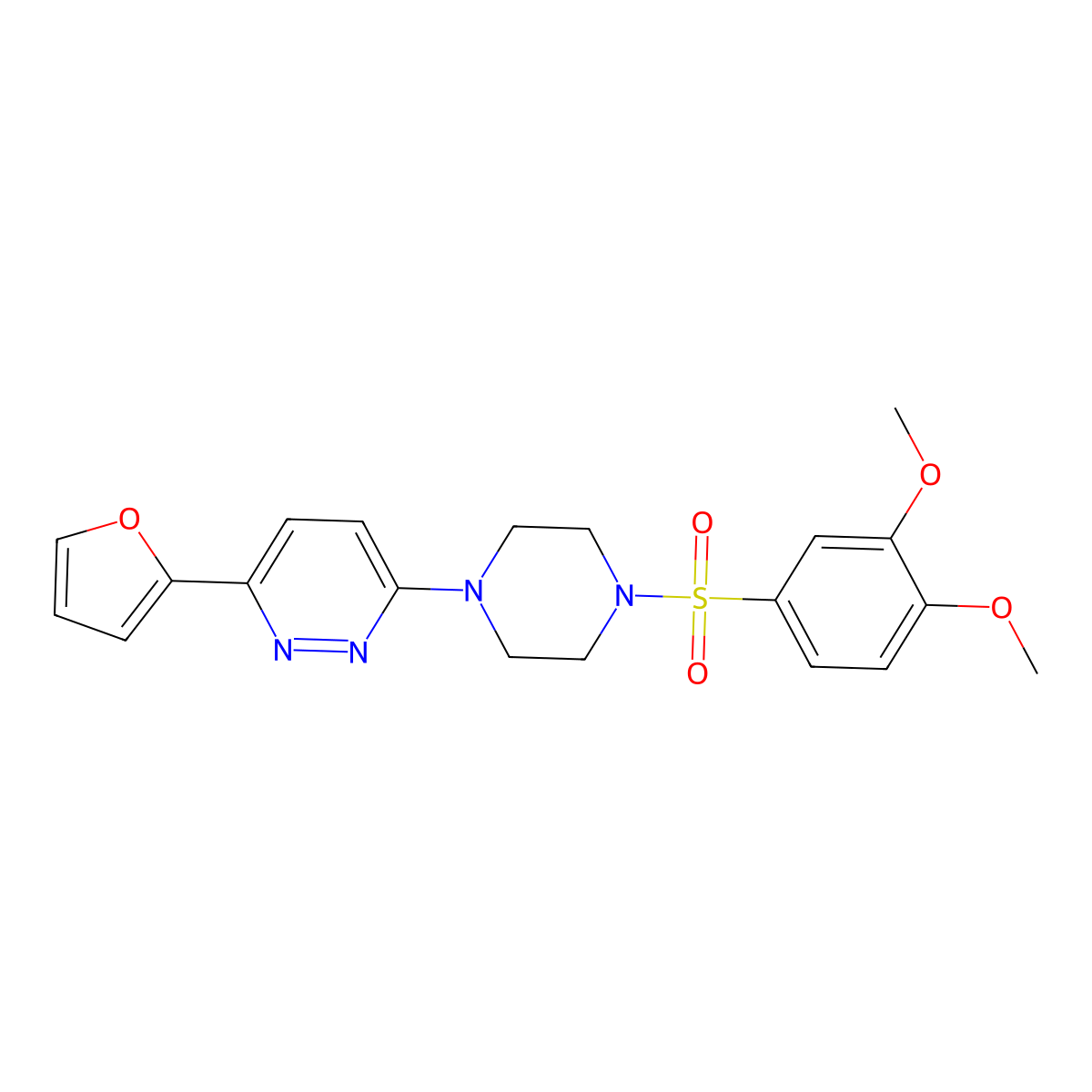 3-(4-((3,4-Dimethoxyphenyl)sulfonyl)piperazin-1-yl)-6-(furan-2-yl)pyridazine molecular structure, CAS 1021099-71-7