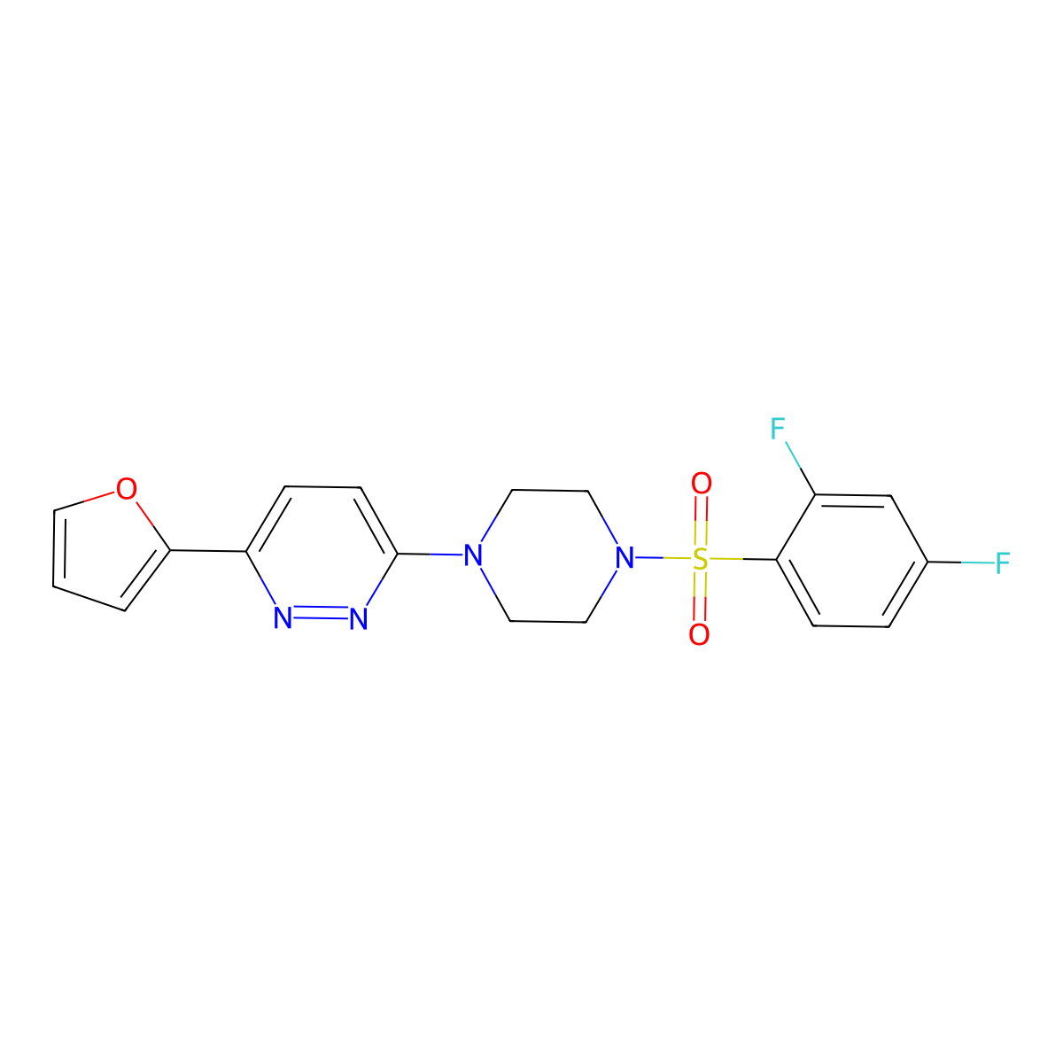 3-(4-((2,4-Difluorophenyl)sulfonyl)piperazin-1-yl)-6-(furan-2-yl)pyridazine molecular structure, CAS 1021099-77-3
