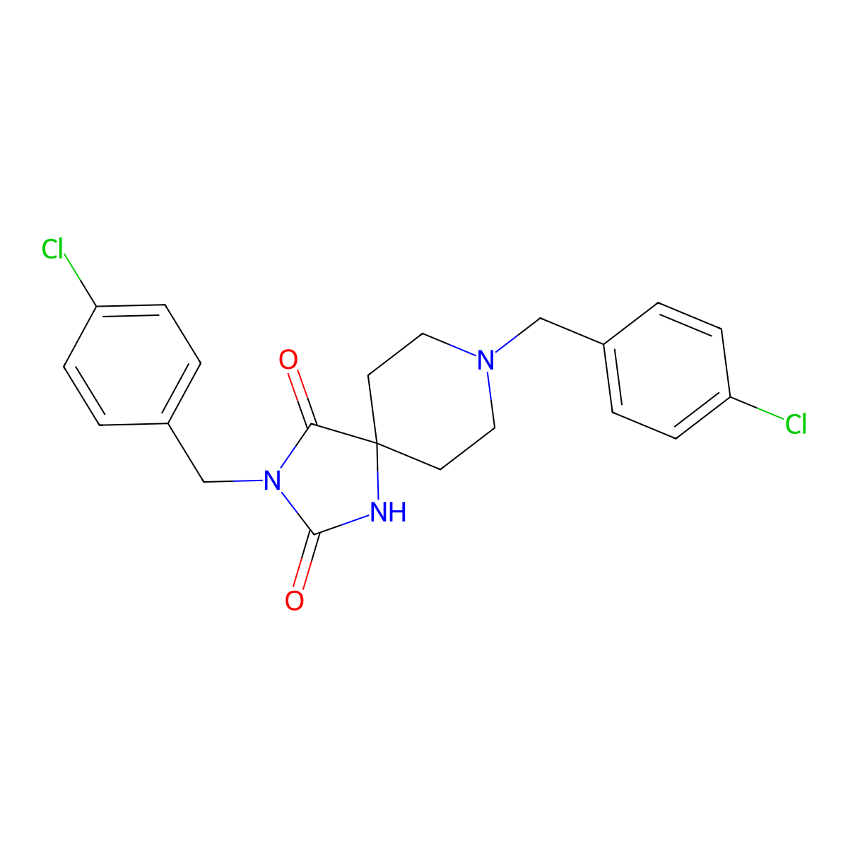 3,8-Bis(4-chlorobenzyl)-1,3,8-triazaspiro[4.5]decane-2,4-dione molecular structure, CAS 1021100-05-9