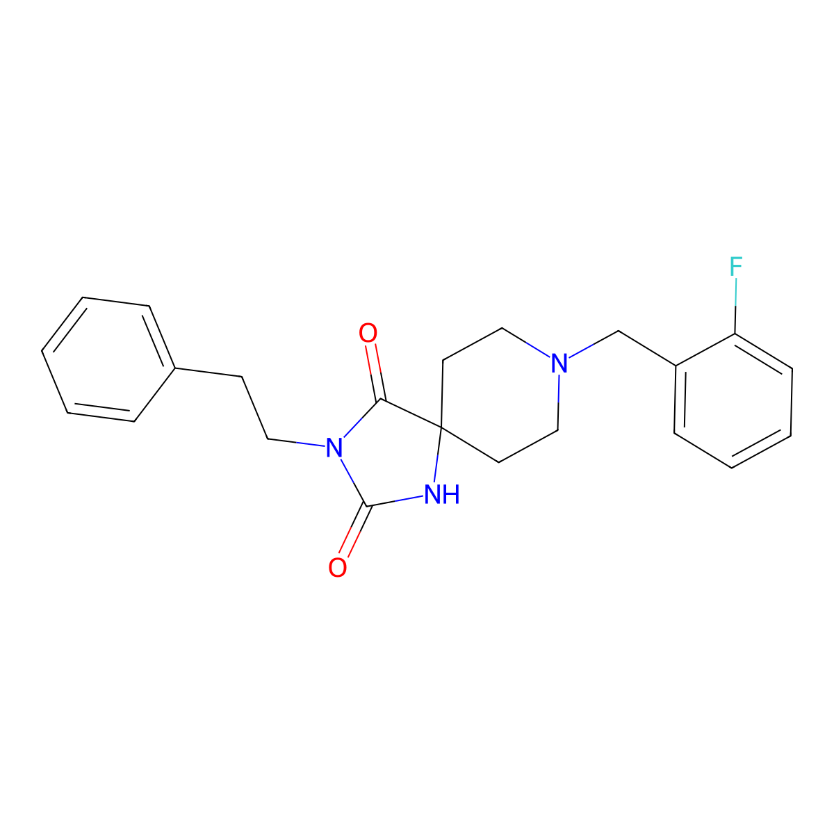 8-(2-Fluorobenzyl)-3-phenethyl-1,3,8-triazaspiro[4.5]decane-2,4-dione molecular structure, CAS 1021100-11-7