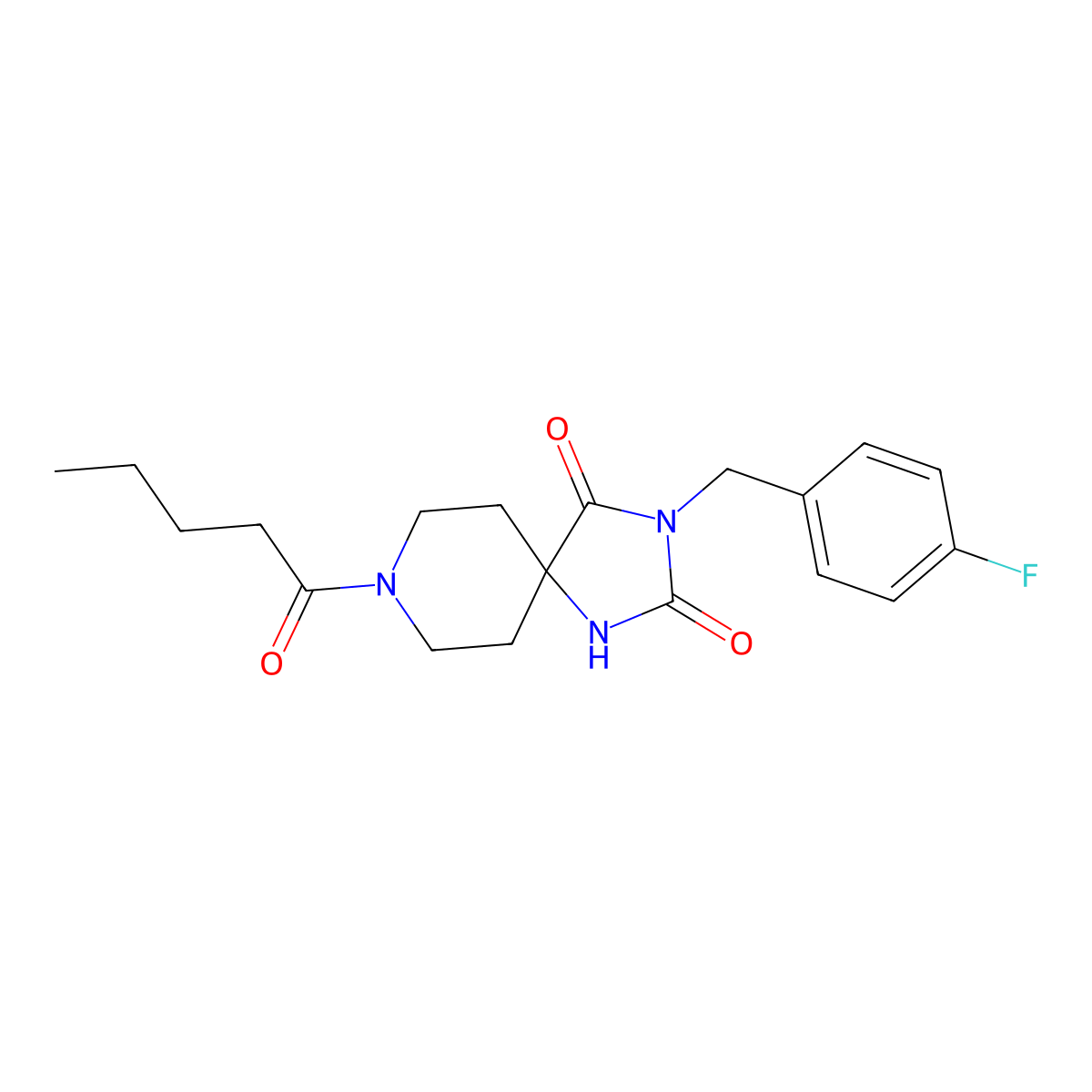 3-(4-Fluorobenzyl)-8-pentanoyl-1,3,8-triazaspiro[4.5]decane-2,4-dione molecular structure, CAS 1021100-38-8