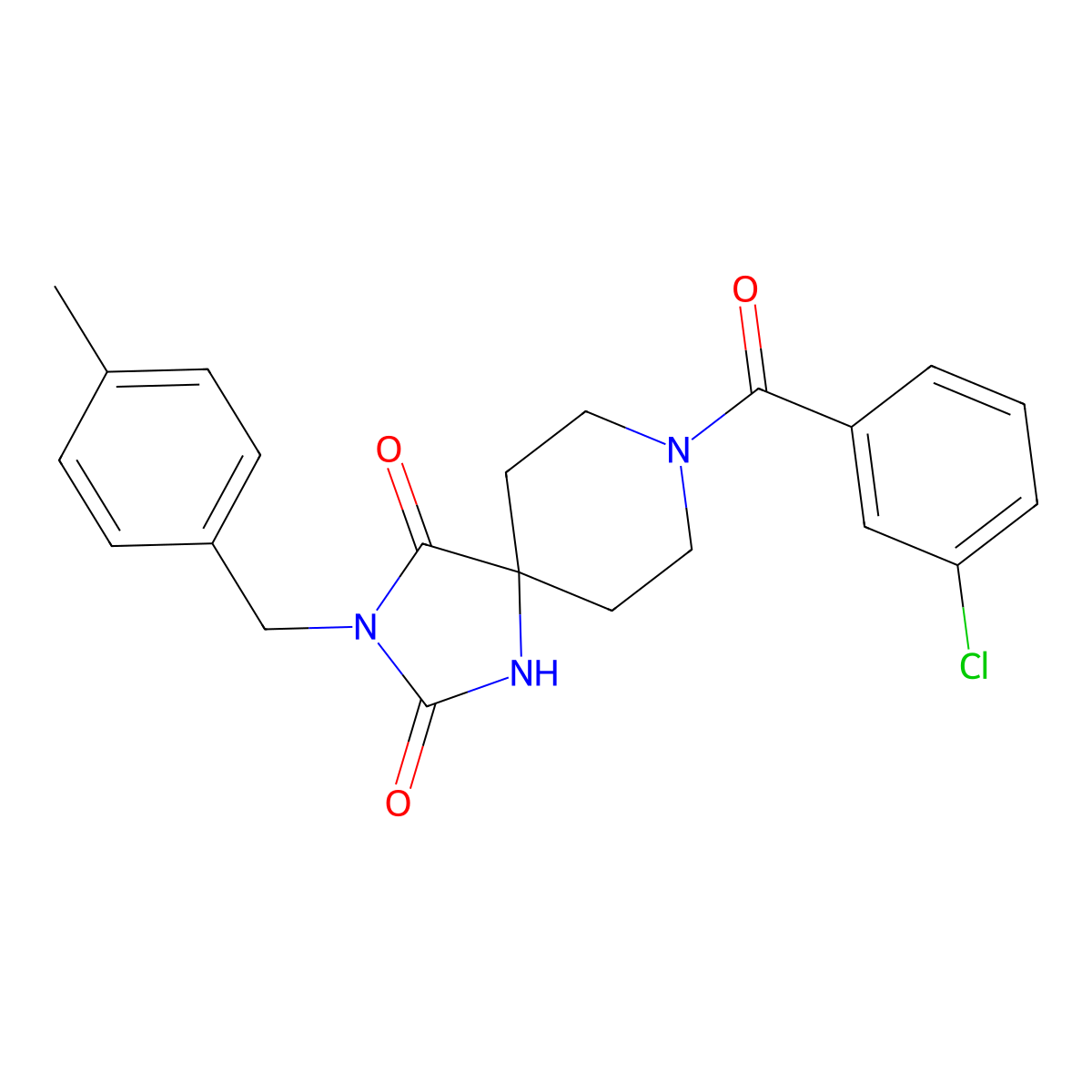 8-(3-Chlorobenzoyl)-3-(4-methylbenzyl)-1,3,8-triazaspiro[4.5]decane-2,4-dione molecular structure, CAS 1021100-73-1