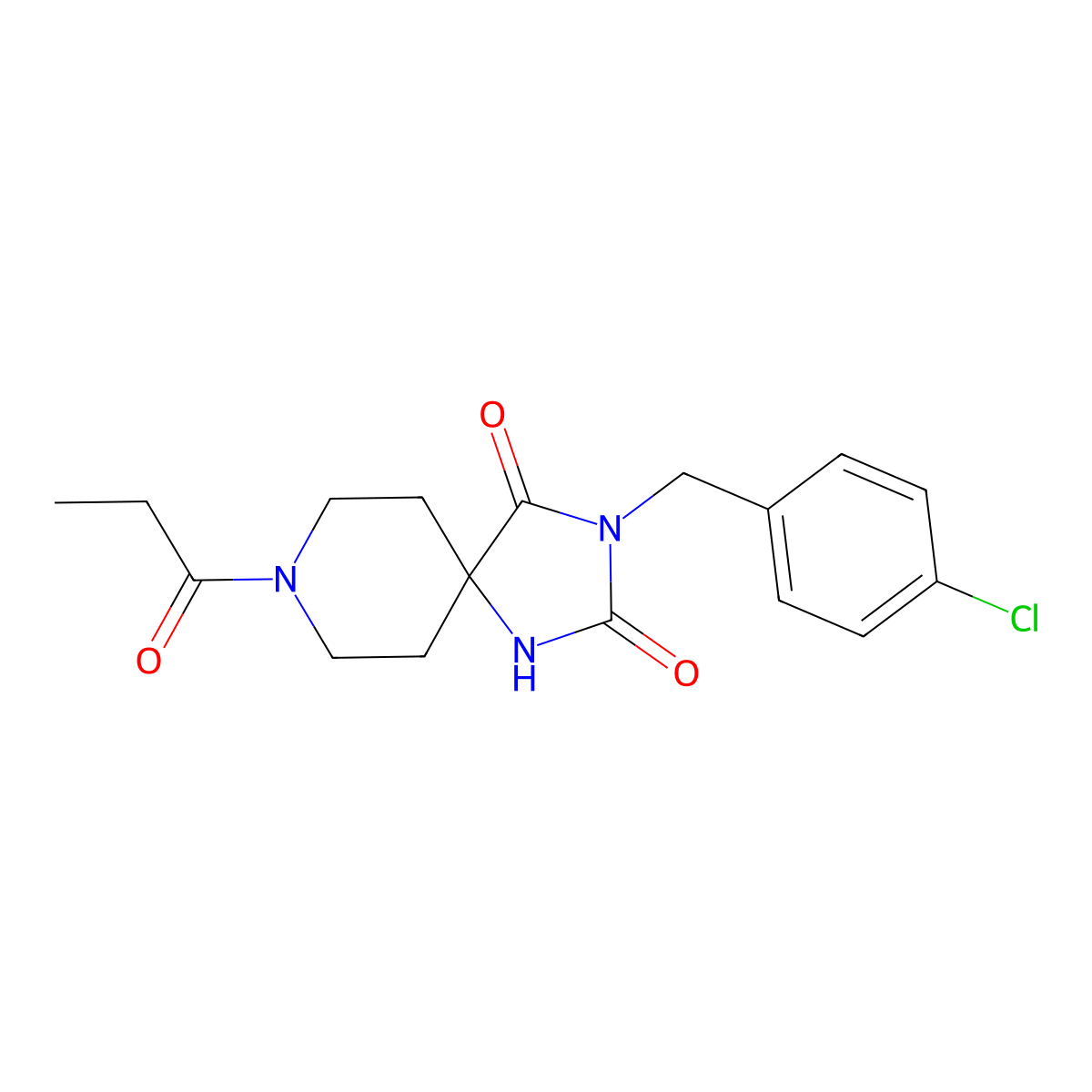 3-(4-Chlorobenzyl)-8-propionyl-1,3,8-triazaspiro[4.5]decane-2,4-dione molecular structure, CAS 1021100-83-3