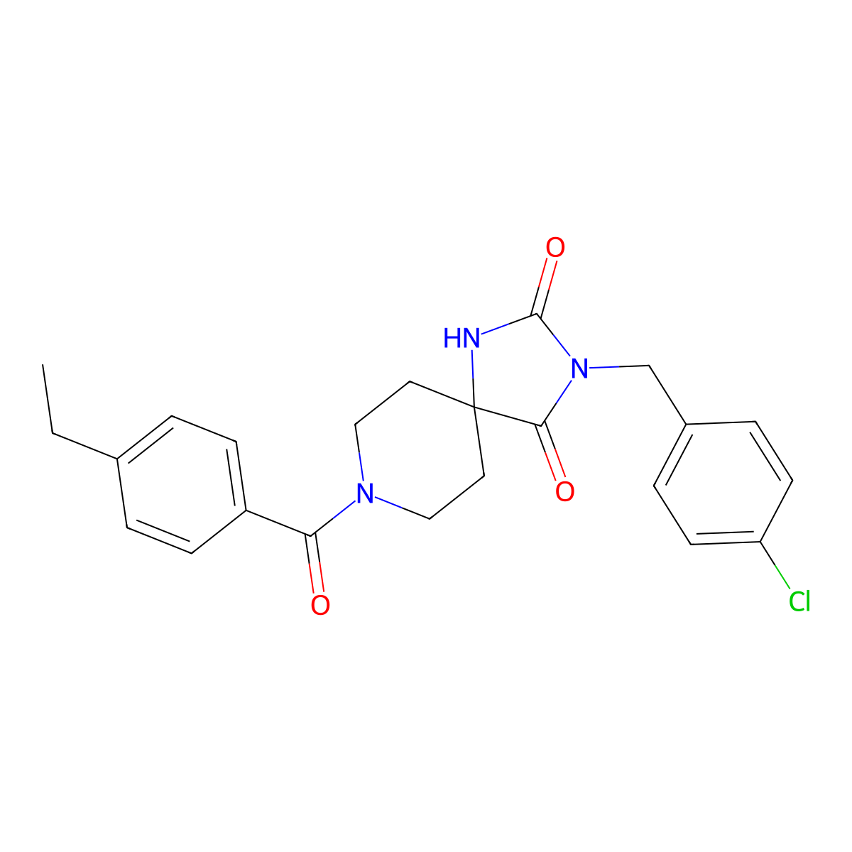 3-(4-Chlorobenzyl)-8-(4-ethylbenzoyl)-1,3,8-triazaspiro[4.5]decane-2,4-dione molecular structure, CAS 1021101-07-4