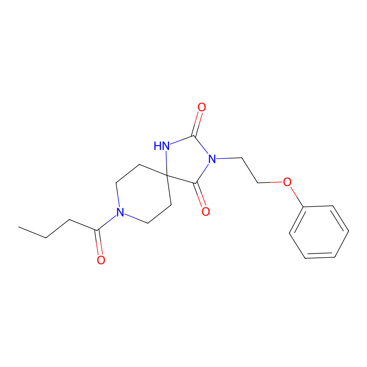 8-Butyryl-3-(2-phenoxyethyl)-1,3,8-triazaspiro[4.5]decane-2,4-dione molecular structure, CAS 1021101-11-0