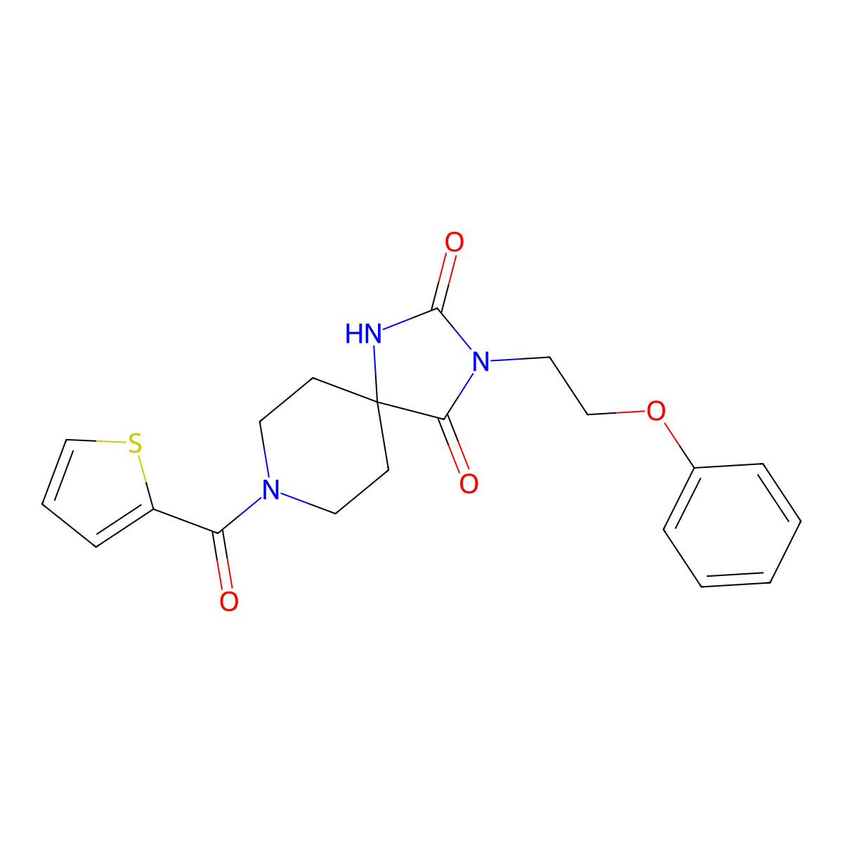 3-(2-Phenoxyethyl)-8-(thiophene-2-carbonyl)-1,3,8-triazaspiro[4.5]decane-2,4-dione molecular structure, CAS 1021101-31-4
