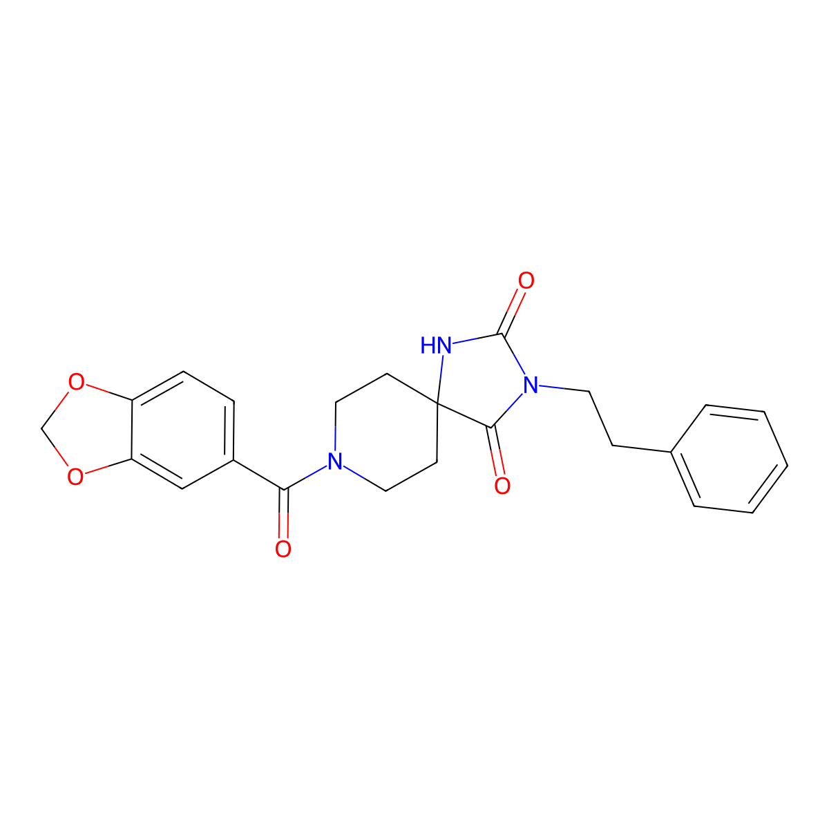 8-(Benzo[d][1,3]dioxole-5-carbonyl)-3-phenethyl-1,3,8-triazaspiro[4.5]decane-2,4-dione molecular structure, CAS 1021101-52-9