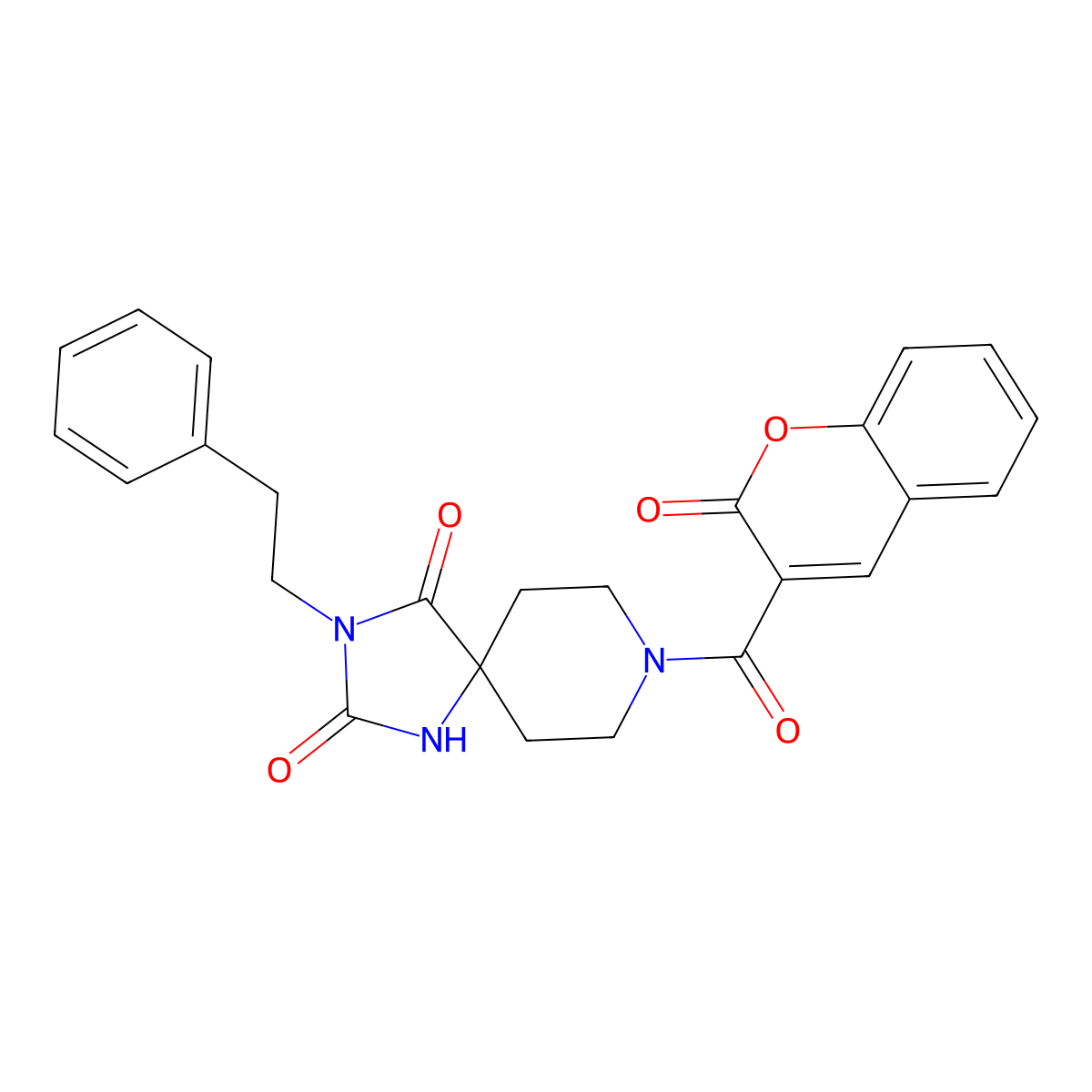 8-(2-oxo-2H-chromene-3-carbonyl)-3-phenethyl-1,3,8-triazaspiro[4.5]decane-2,4-dione molecular structure, CAS 1021101-56-3