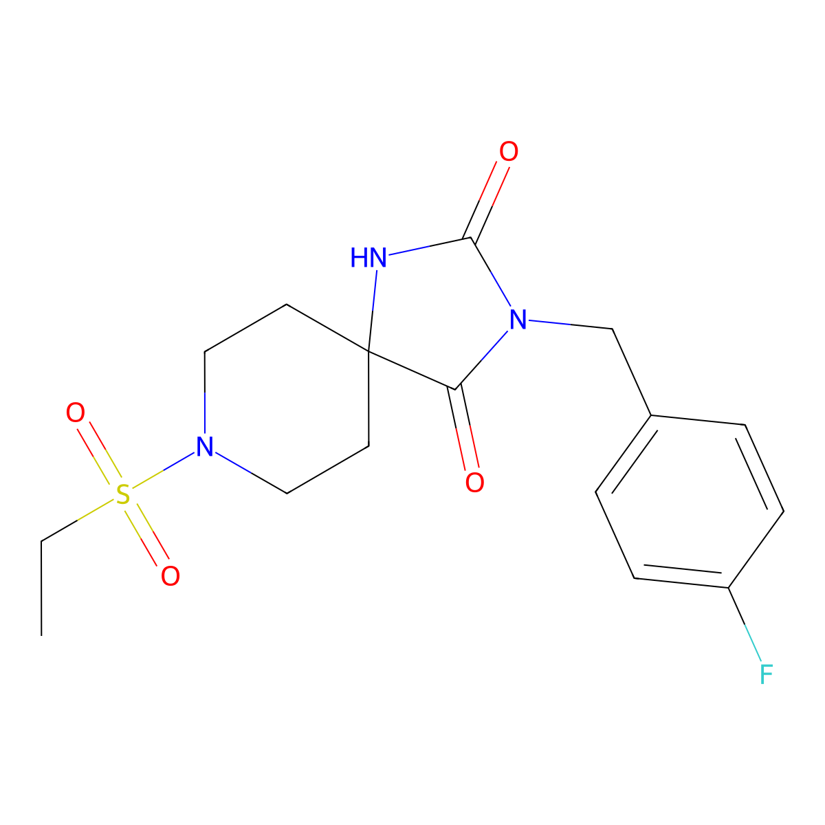 8-(Ethylsulfonyl)-3-(4-fluorobenzyl)-1,3,8-triazaspiro[4.5]decane-2,4-dione molecular structure, CAS 1021101-82-5