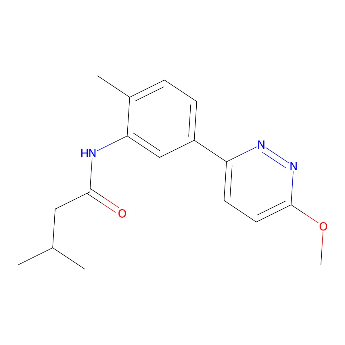 N-[5-(6-methoxypyridazin-3-yl)-2-methylphenyl]-3-methylbutanamide molecular structure, CAS 1021102-05-5