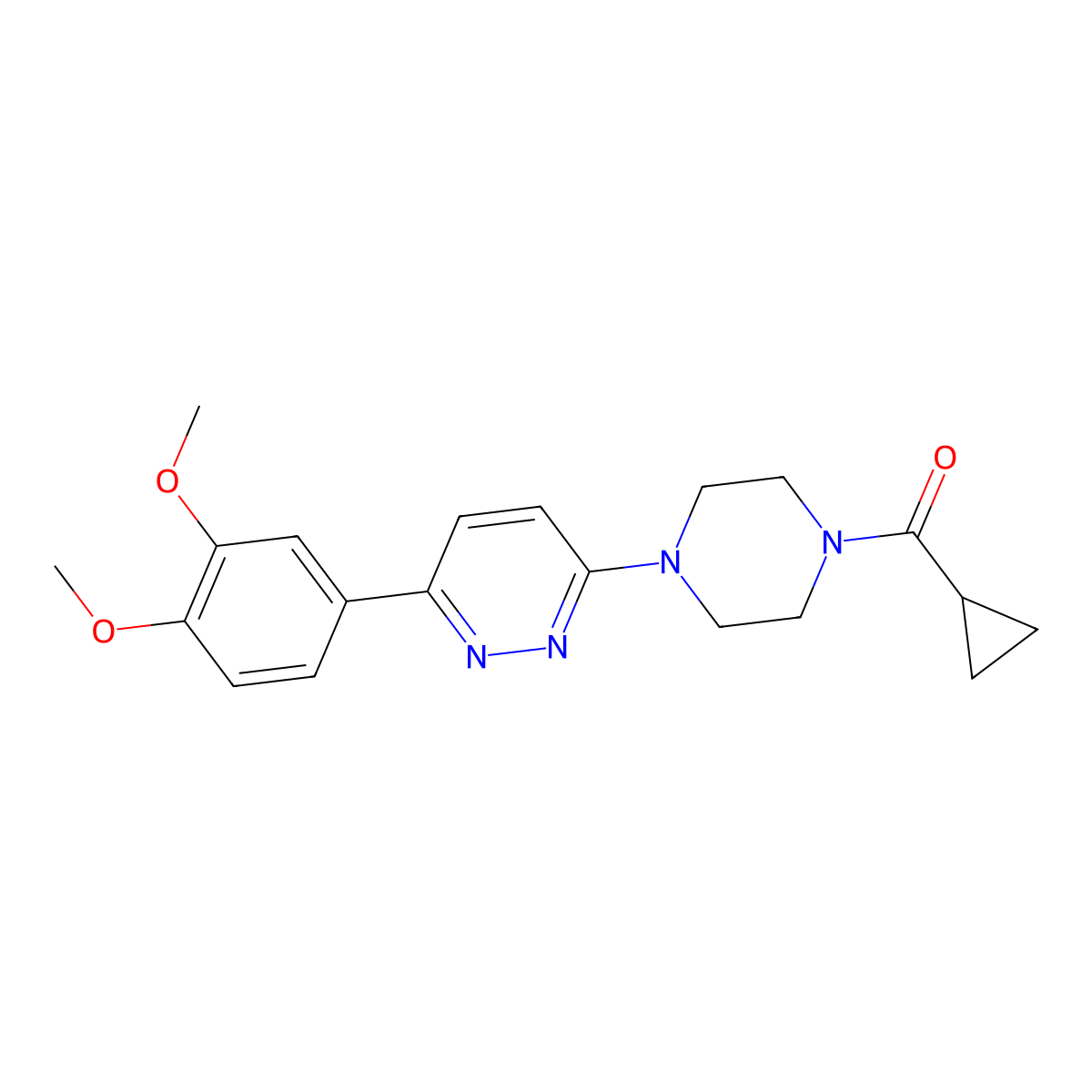Cyclopropyl(4-(6-(3,4-dimethoxyphenyl)pyridazin-3-yl)piperazin-1-yl)methanone molecular structure, CAS 1021103-65-0