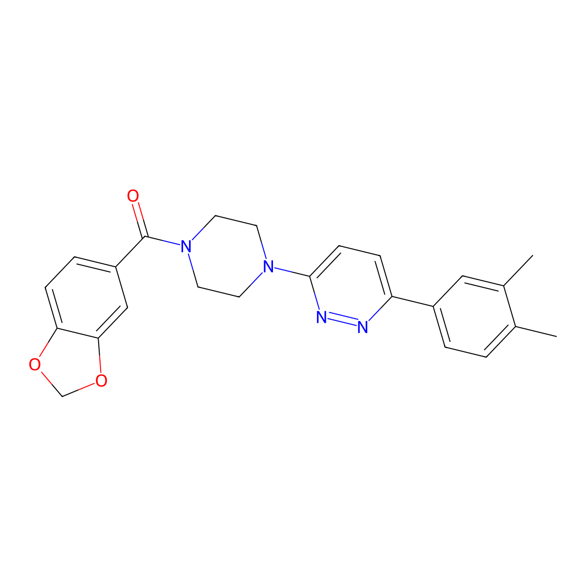 Benzo[d][1,3]dioxol-5-yl(4-(6-(3,4-dimethylphenyl)pyridazin-3-yl)piperazin-1-yl)methanone molecular structure, CAS 1021103-85-4