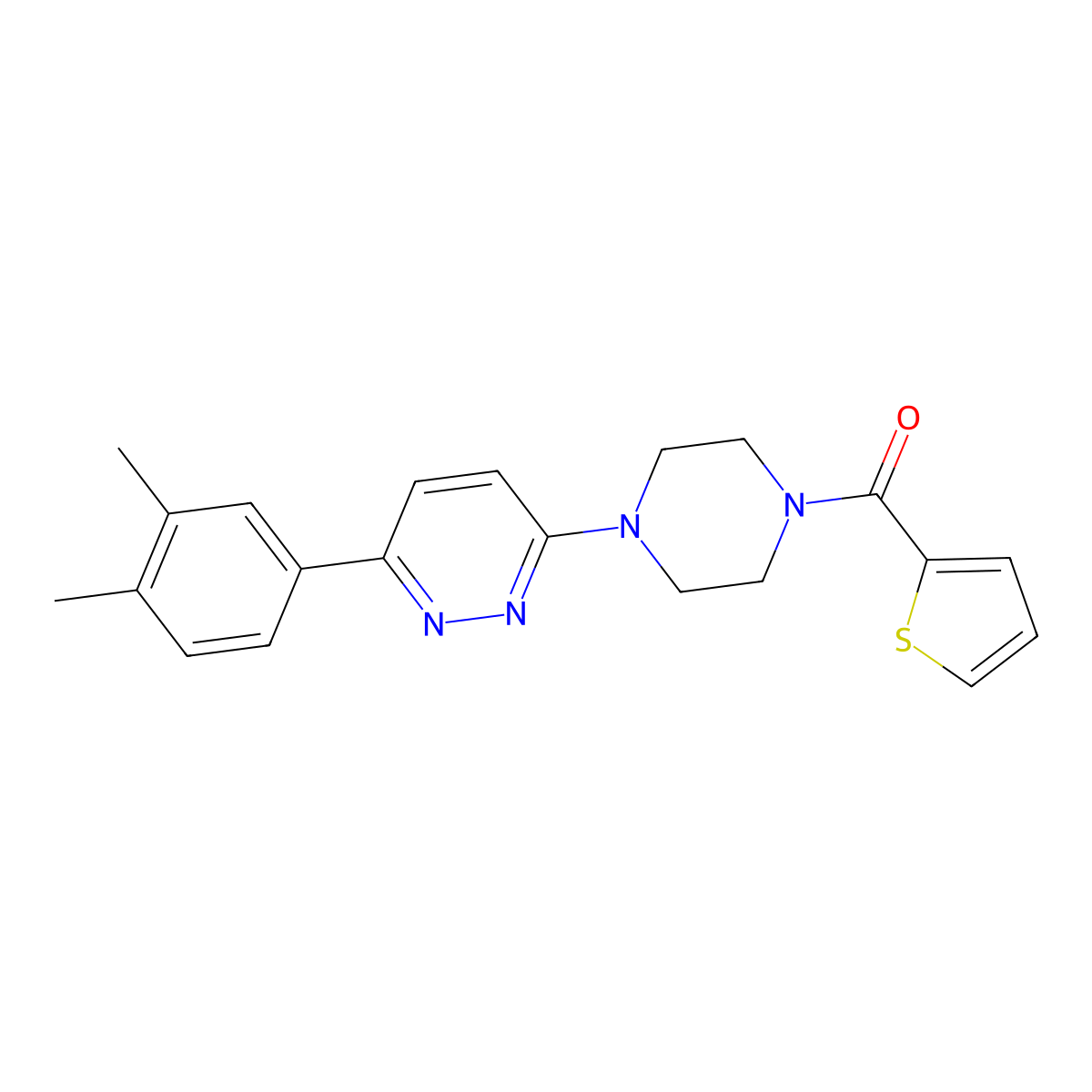 (4-(6-(3,4-Dimethylphenyl)pyridazin-3-yl)piperazin-1-yl)(thiophen-2-yl)methanone molecular structure, CAS 1021103-88-7
