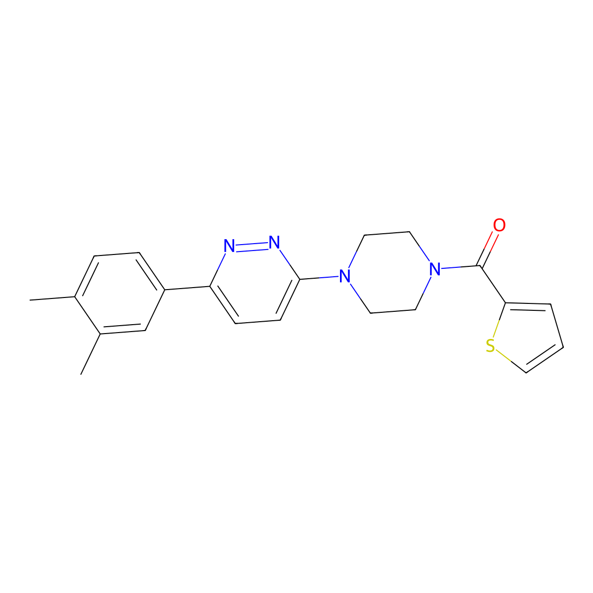 (4-(6-(3,4-Dimethylphenyl)pyridazin-3-yl)piperazin-1-yl)(thiophen-2-yl)methanone molecular structure, CAS 1021103-88-7