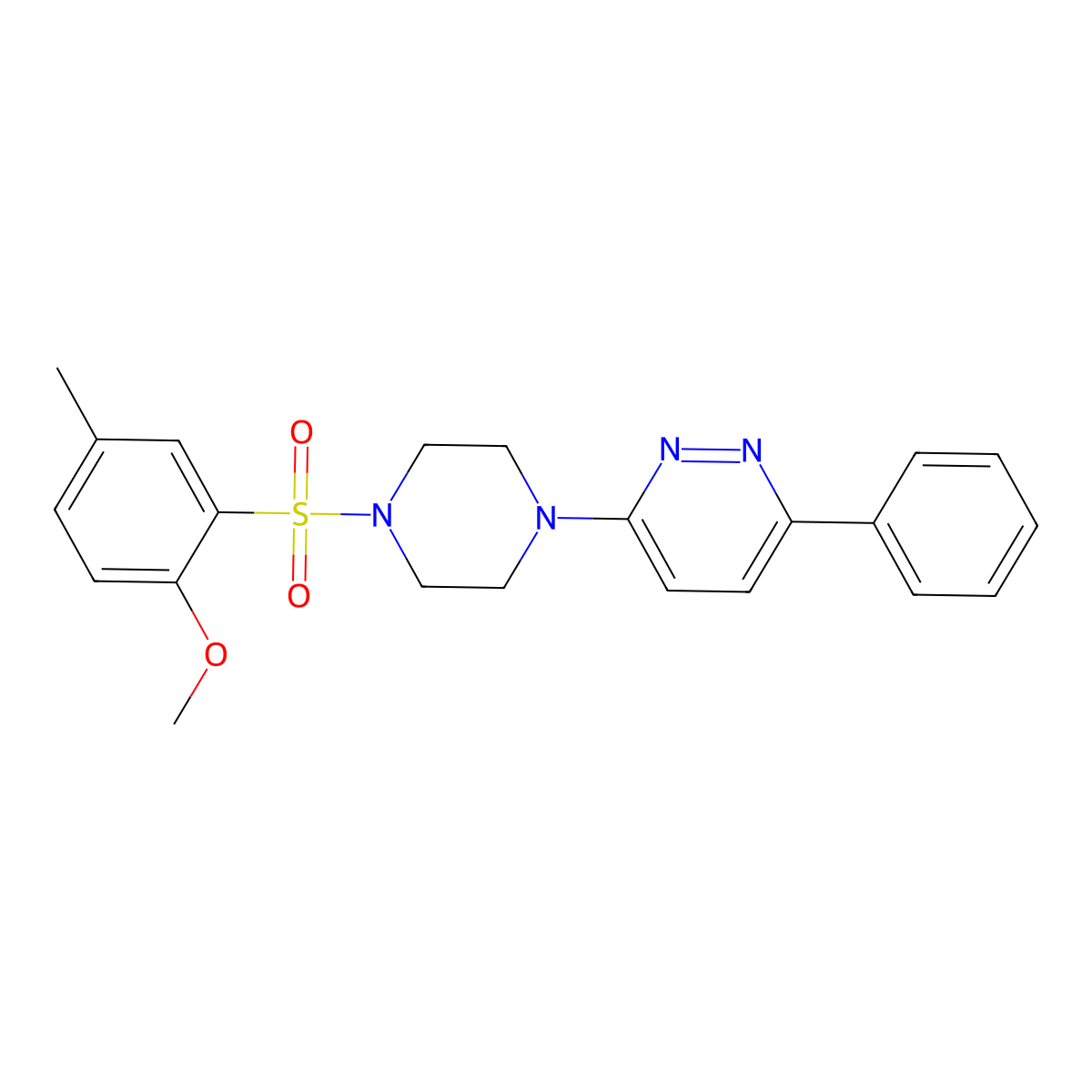 3-(4-((2-Methoxy-5-methylphenyl)sulfonyl)piperazin-1-yl)-6-phenylpyridazine molecular structure, CAS 1021104-11-9