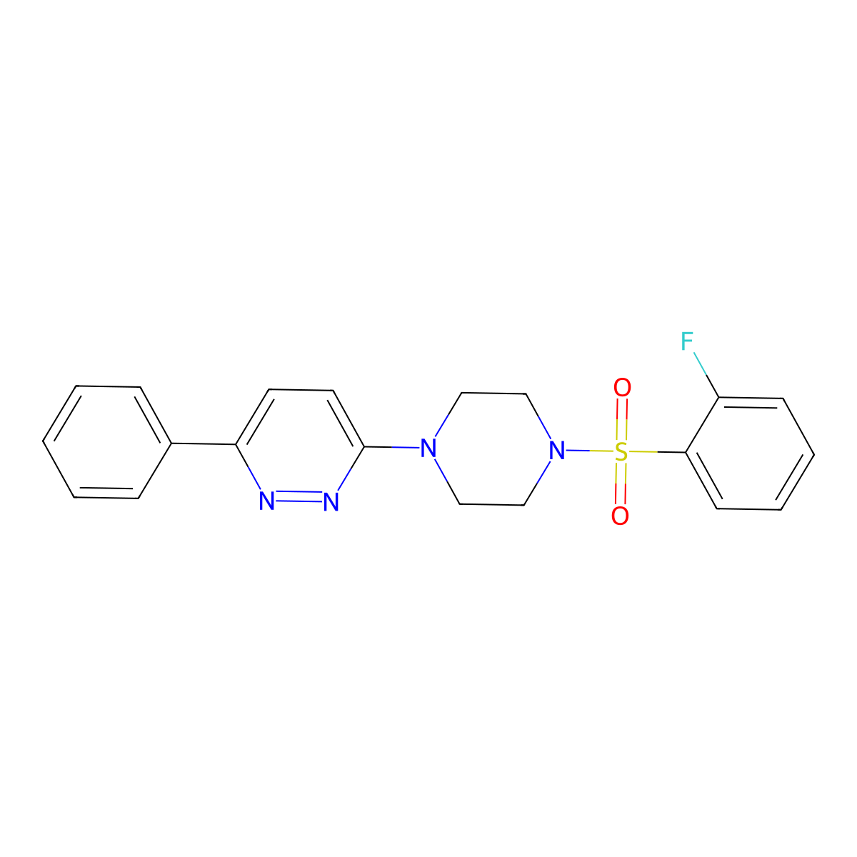 3-(4-((2-Fluorophenyl)sulfonyl)piperazin-1-yl)-6-phenylpyridazine molecular structure, CAS 1021104-14-2