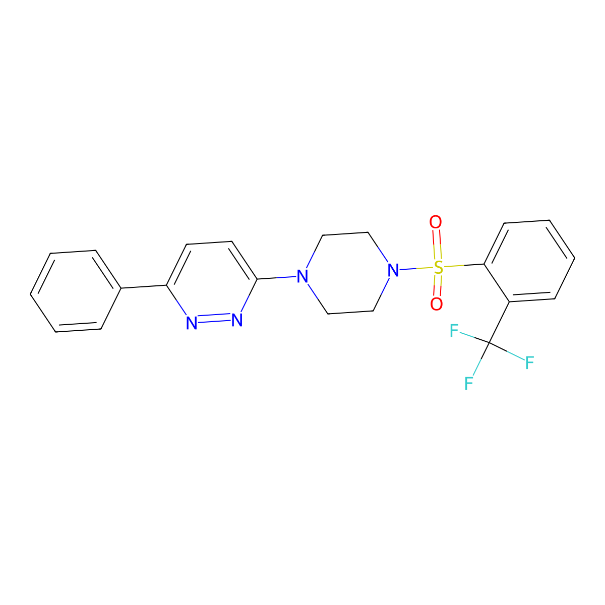 3-Phenyl-6-(4-((2-(trifluoromethyl)phenyl)sulfonyl)piperazin-1-yl)pyridazine molecular structure, CAS 1021104-22-2