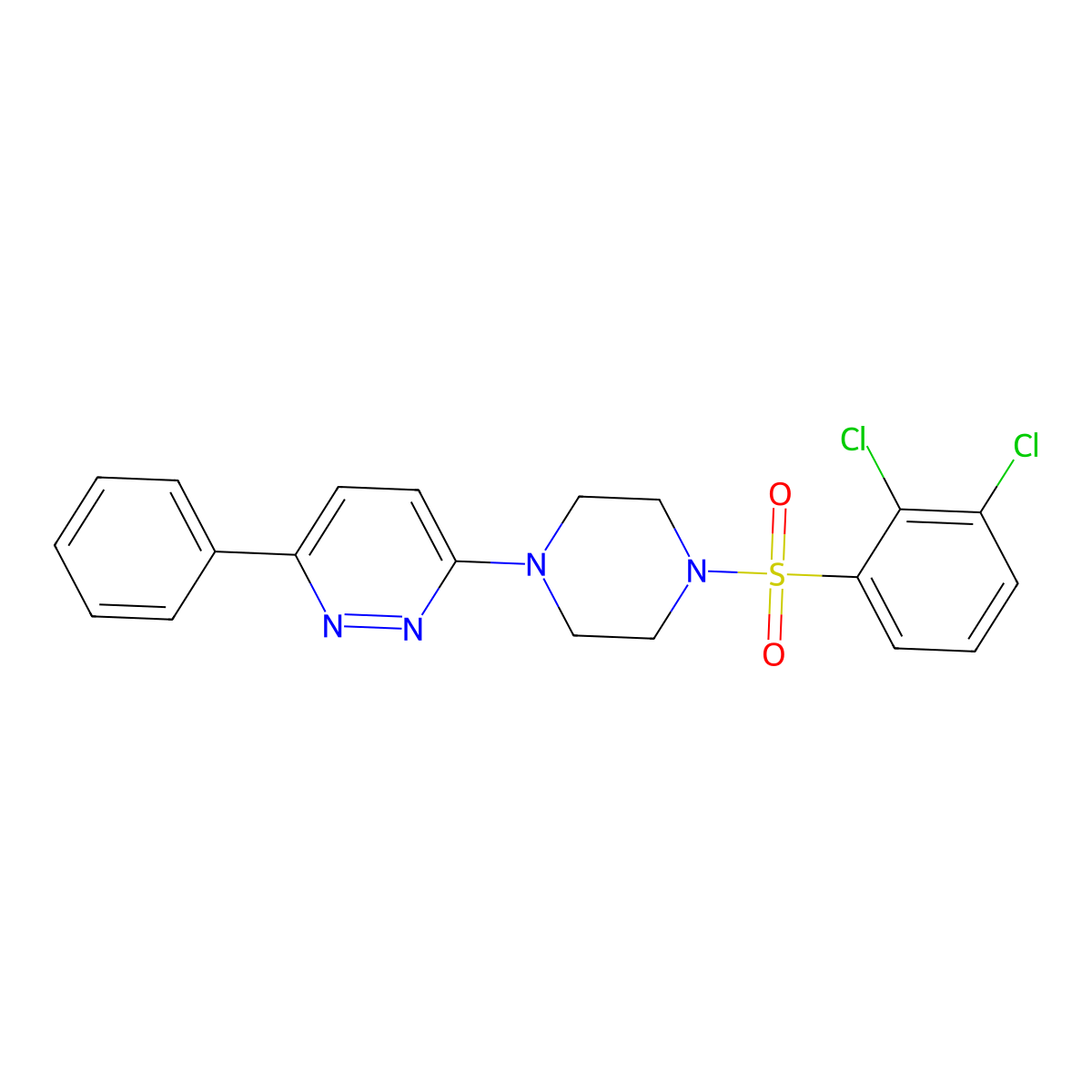 3-(4-((2,3-Dichlorophenyl)sulfonyl)piperazin-1-yl)-6-phenylpyridazine molecular structure, CAS 1021104-26-6