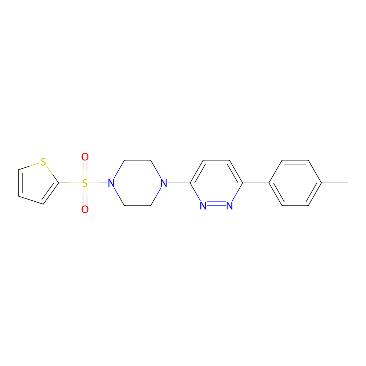 3-(4-(Thiophen-2-ylsulfonyl)piperazin-1-yl)-6-(p-tolyl)pyridazine molecular structure, CAS 1021104-33-5