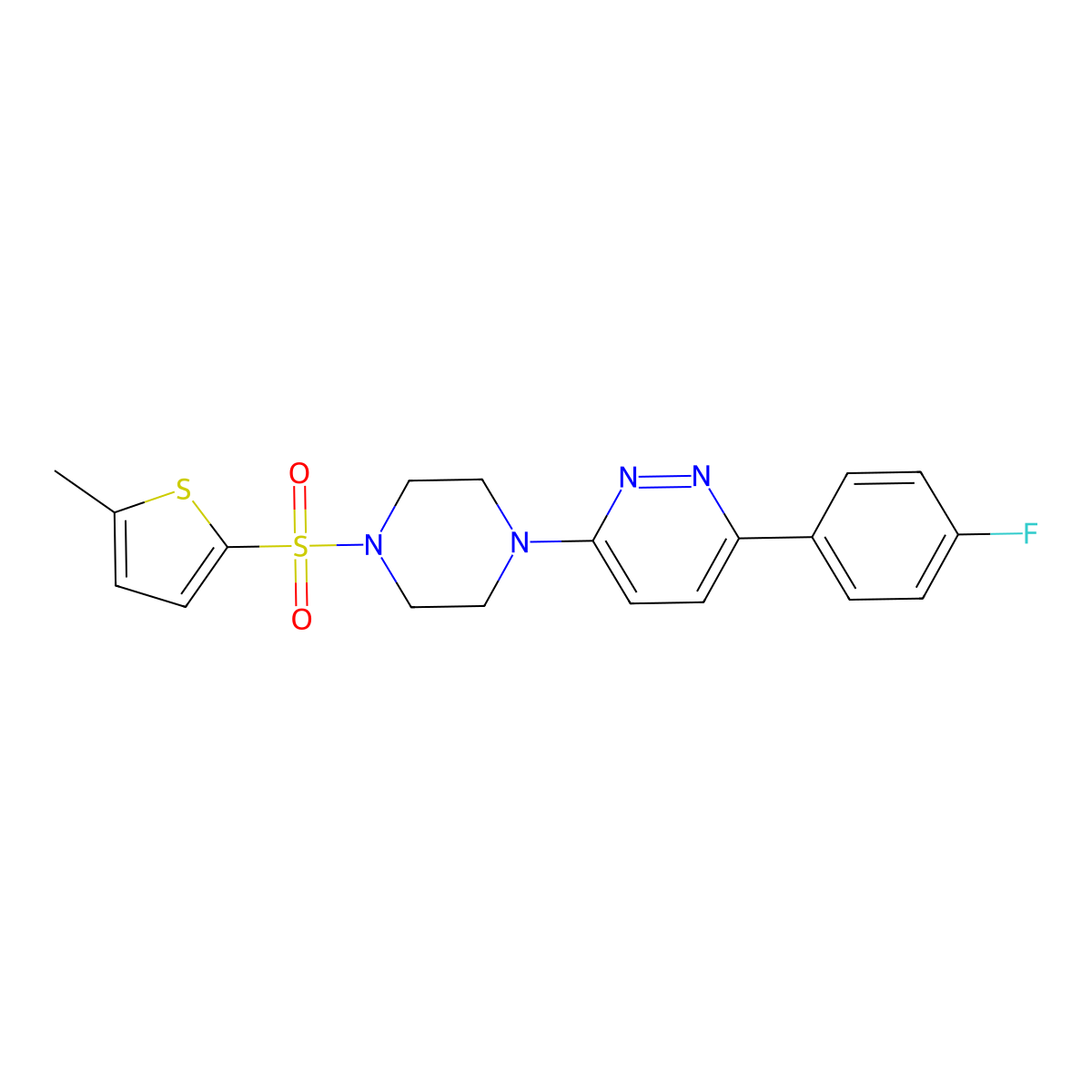 3-(4-Fluorophenyl)-6-(4-((5-methylthiophen-2-yl)sulfonyl)piperazin-1-yl)pyridazine molecular structure, CAS 1021104-42-6