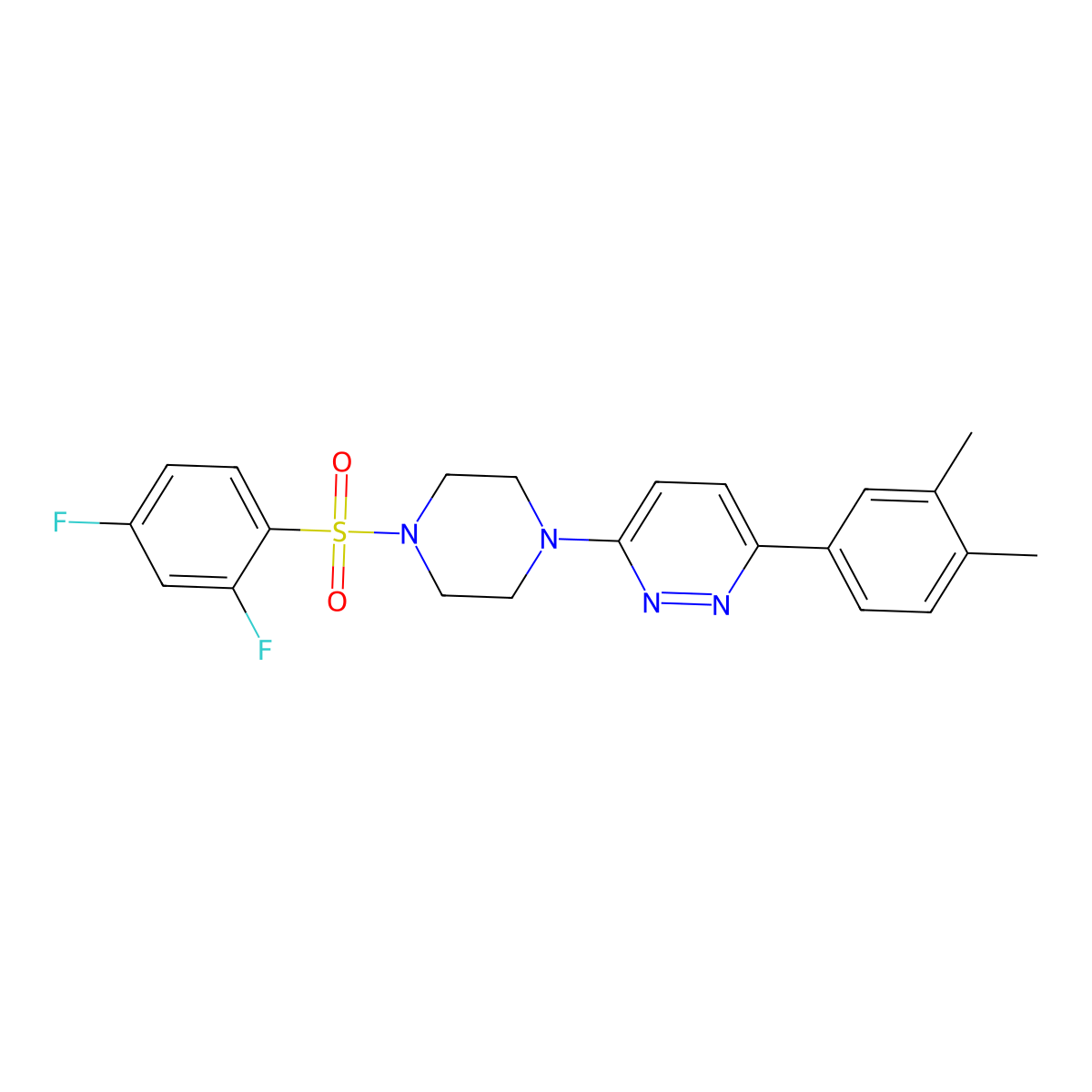 3-(4-((2,4-Difluorophenyl)sulfonyl)piperazin-1-yl)-6-(3,4-dimethylphenyl)pyridazine molecular structure, CAS 1021104-60-8