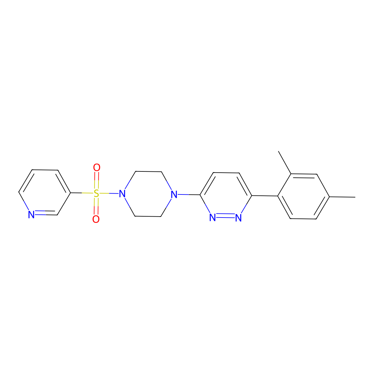 3-(2,4-Dimethylphenyl)-6-(4-(pyridin-3-ylsulfonyl)piperazin-1-yl)pyridazine molecular structure, CAS 1021104-65-3