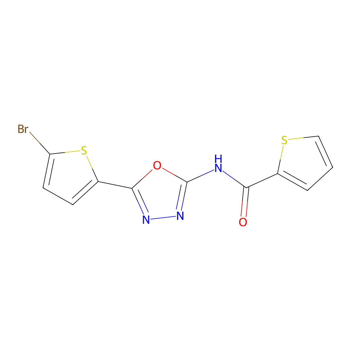 N-[5-(5-bromothiophen-2-yl)-1,3,4-oxadiazol-2-yl]thiophene-2-carboxamide molecular structure, CAS 1021104-80-2