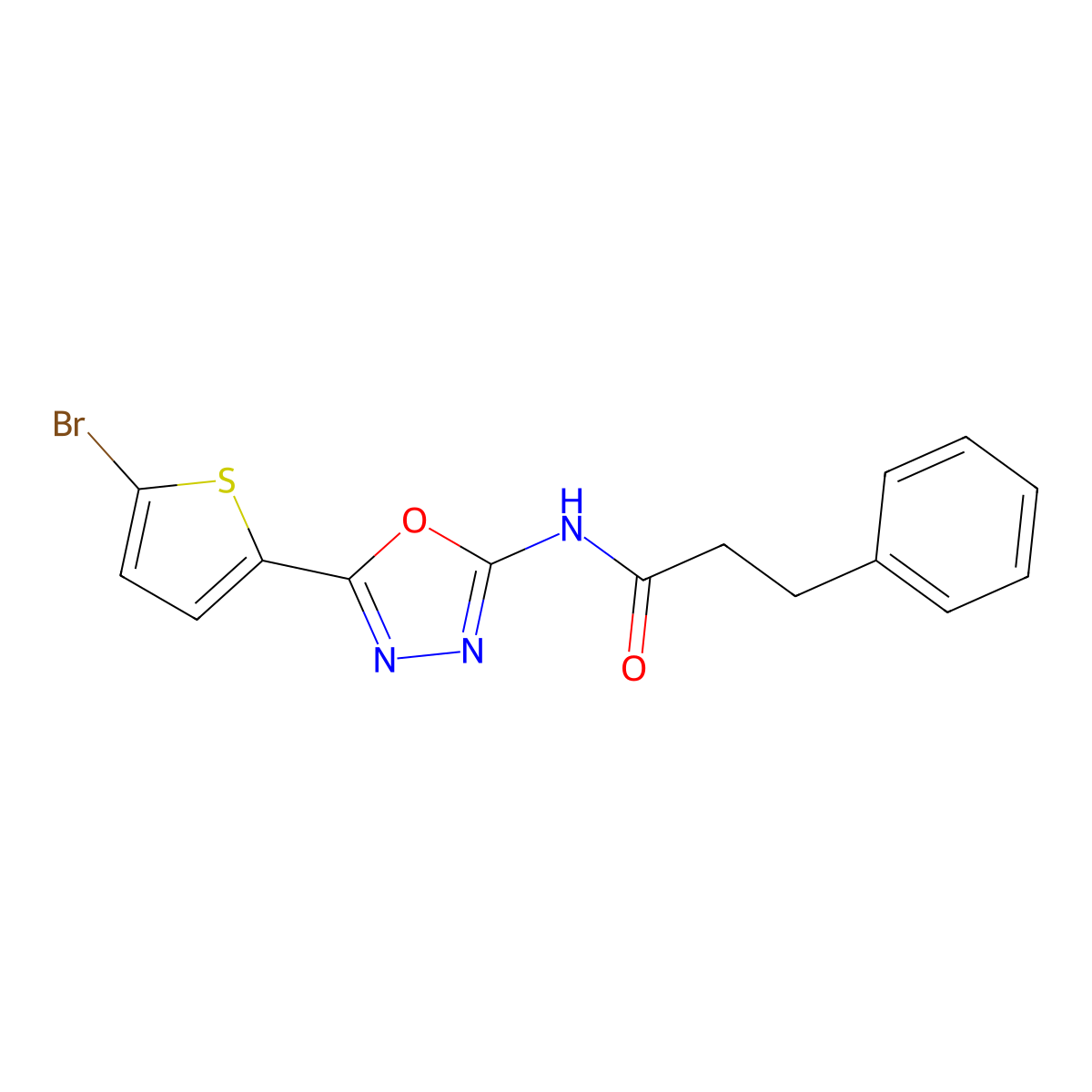 N-[5-(5-bromothiophen-2-yl)-1,3,4-oxadiazol-2-yl]-3-phenylpropanamide molecular structure, CAS 1021105-06-5
