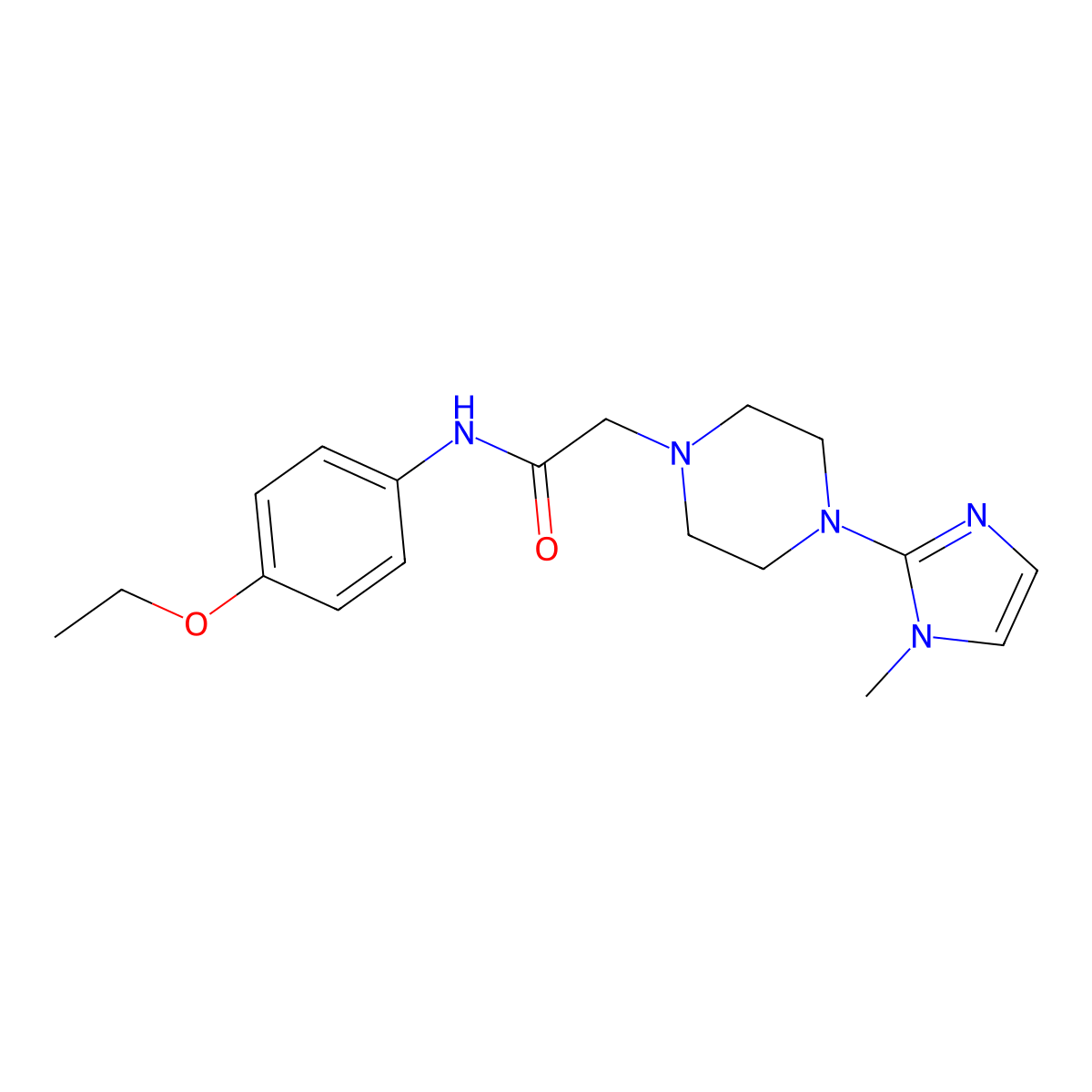 N-(4-ethoxyphenyl)-2-(4-(1-methyl-1H-imidazol-2-yl)piperazin-1-yl)acetamide molecular structure, CAS 1021105-39-4