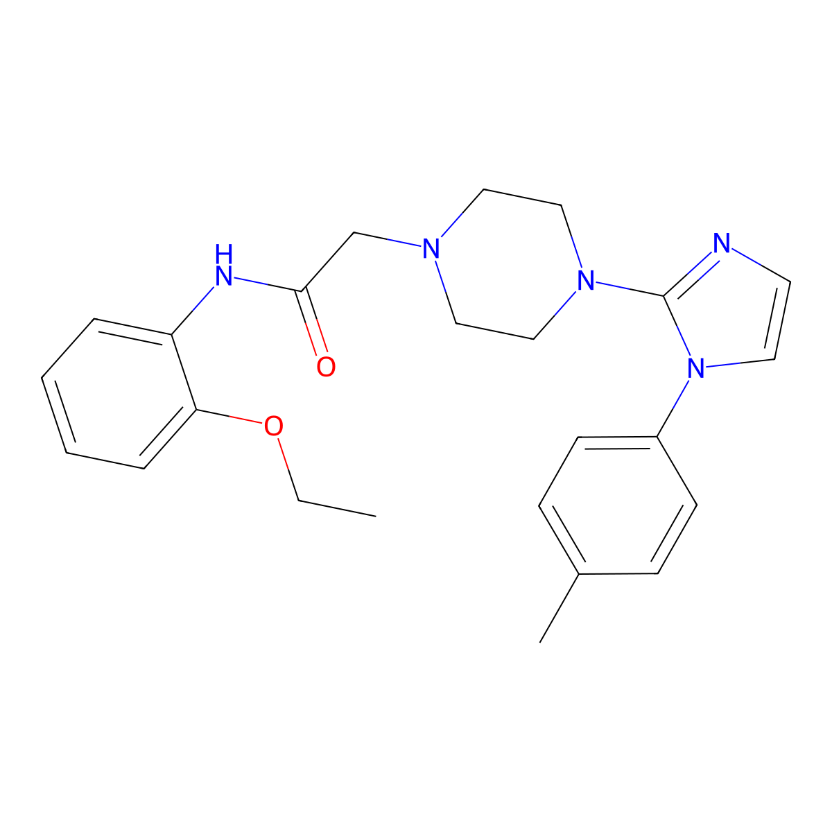 N-(2-ethoxyphenyl)-2-(4-(1-(p-tolyl)-1H-imidazol-2-yl)piperazin-1-yl)acetamide molecular structure, CAS 1021105-58-7