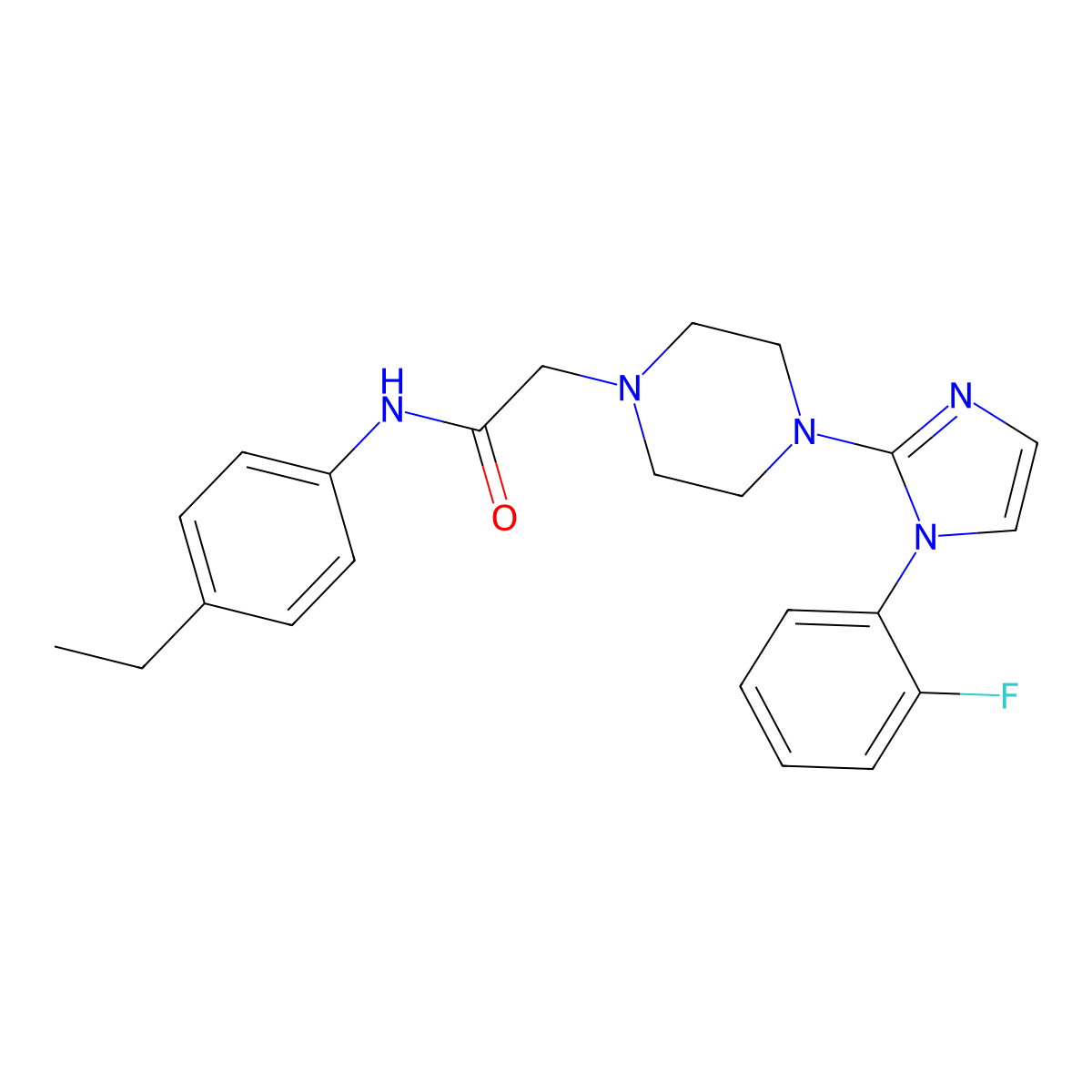 N-(4-ethylphenyl)-2-(4-(1-(2-fluorophenyl)-1H-imidazol-2-yl)piperazin-1-yl)acetamide molecular structure, CAS 1021105-67-8