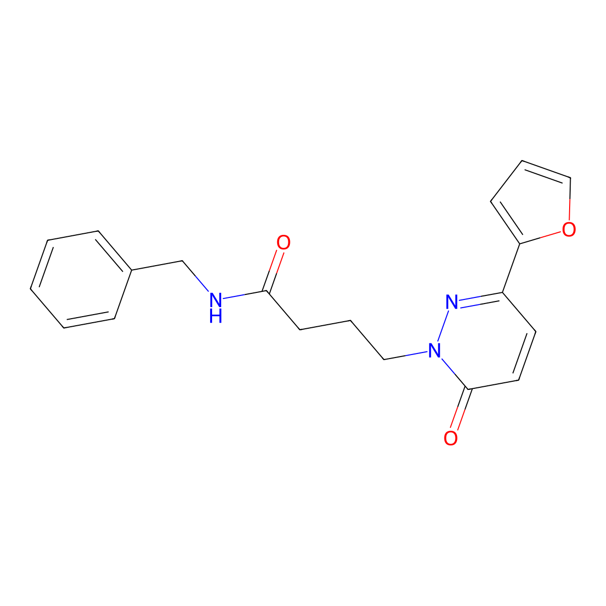 N-benzyl-4-(3-(furan-2-yl)-6-oxopyridazin-1(6H)-yl)butanamide molecular structure, CAS 1021105-83-8