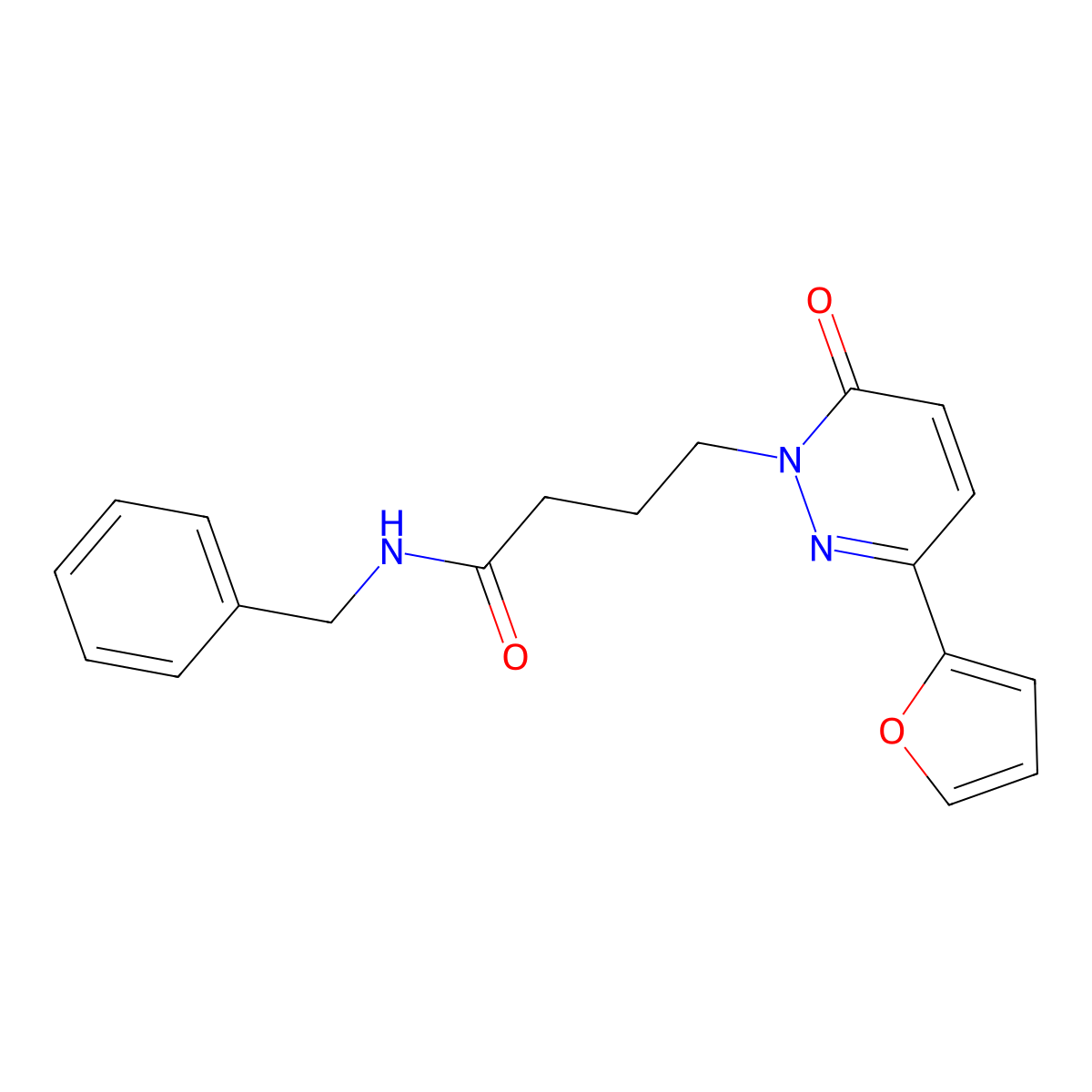 N-benzyl-4-(3-(furan-2-yl)-6-oxopyridazin-1(6H)-yl)butanamide molecular structure, CAS 1021105-83-8