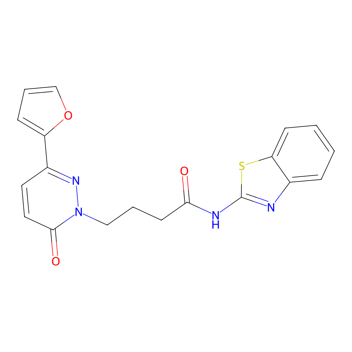 N-(benzo[d]thiazol-2-yl)-4-(3-(furan-2-yl)-6-oxopyridazin-1(6H)-yl)butanamide molecular structure, CAS 1021105-90-7