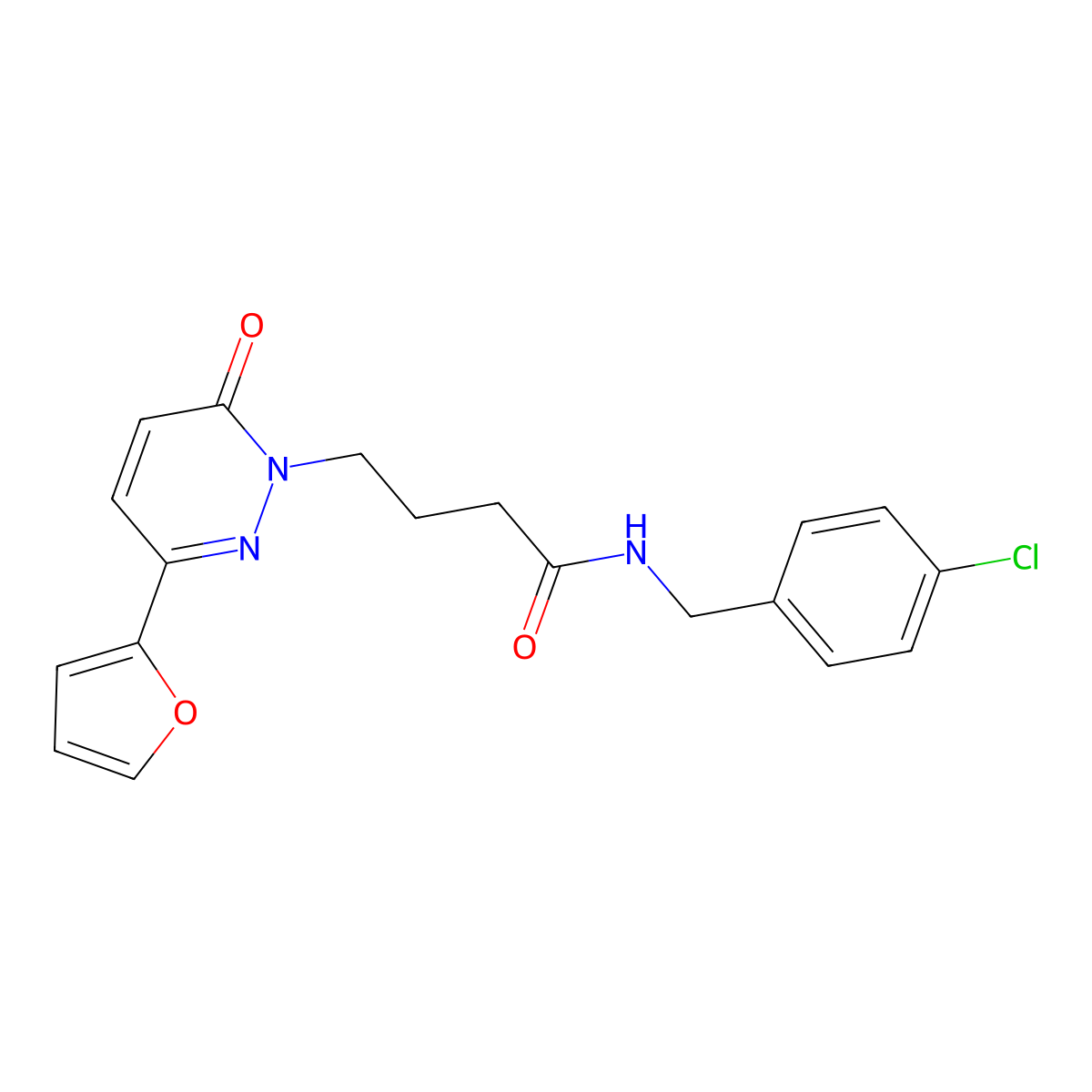 N-(4-chlorobenzyl)-4-(3-(furan-2-yl)-6-oxopyridazin-1(6H)-yl)butanamide molecular structure, CAS 1021106-01-3