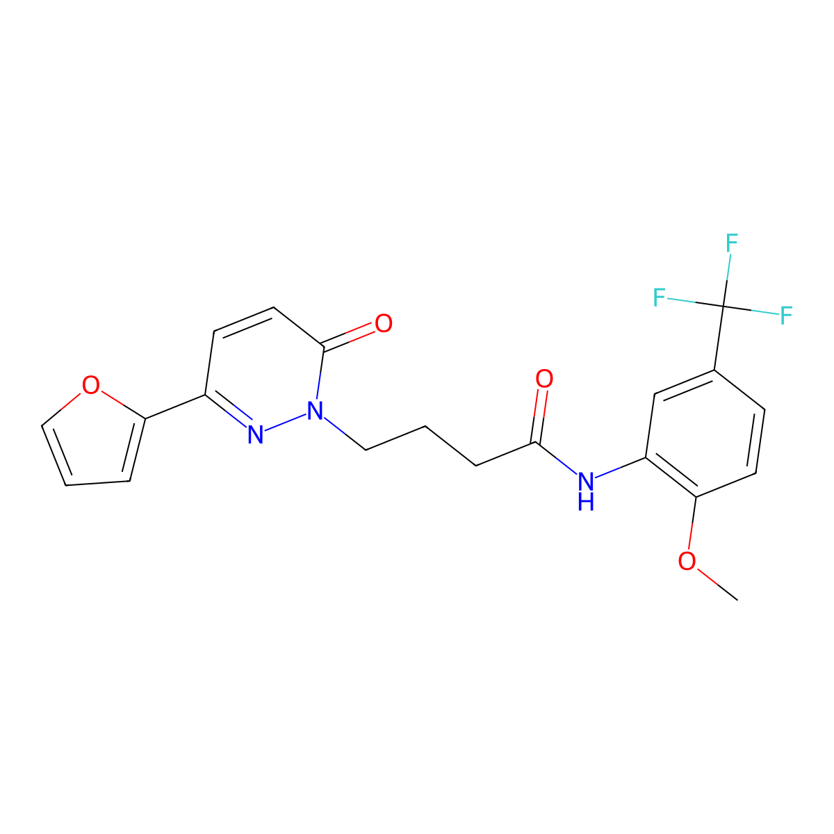 4-(3-(furan-2-yl)-6-oxopyridazin-1(6H)-yl)-N-(2-methoxy-5-(trifluoromethyl)phenyl)butanamide molecular structure, CAS 1021106-07-9