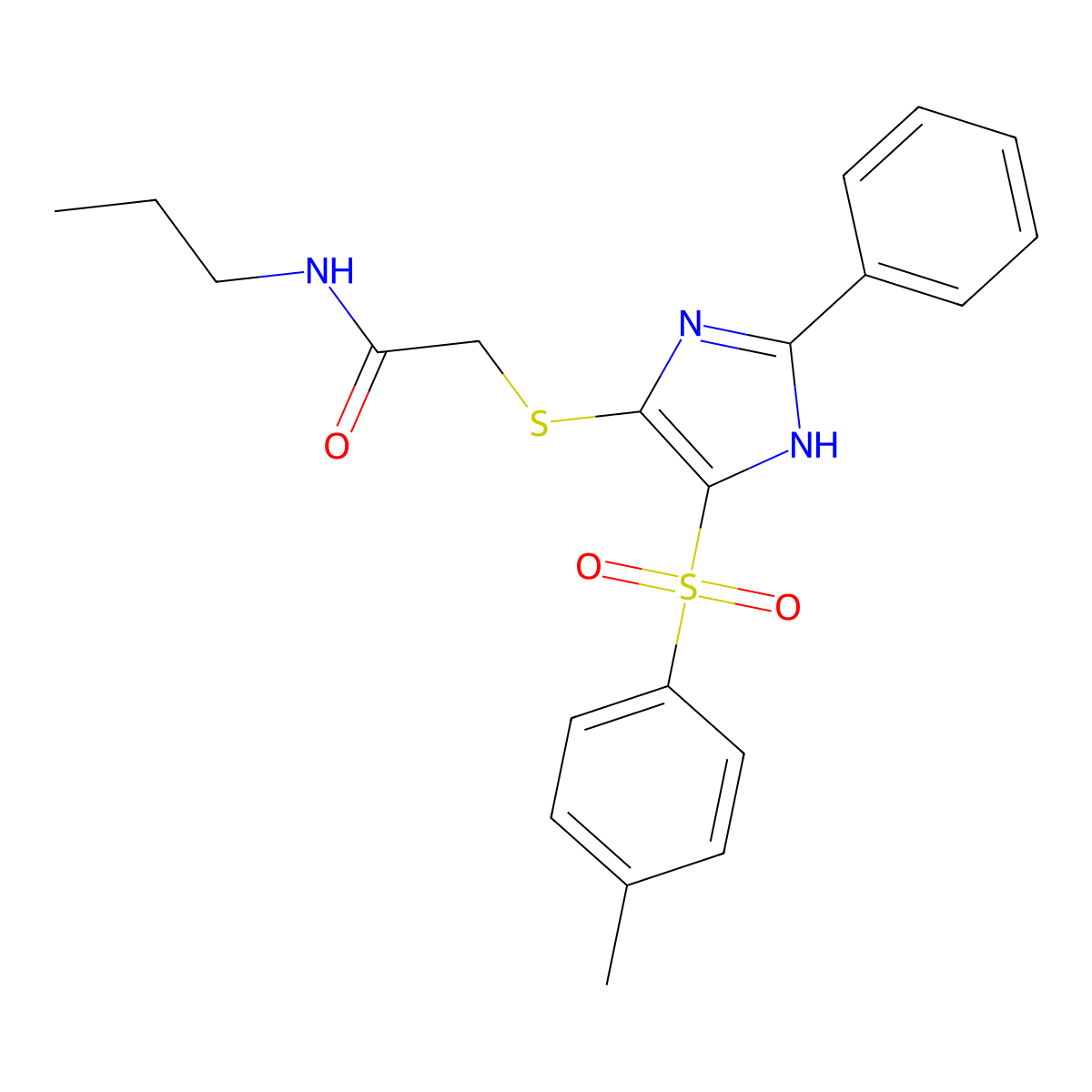 2-((2-phenyl-4-tosyl-1H-imidazol-5-yl)thio)-N-propylacetamide molecular structure, CAS 1021106-13-7