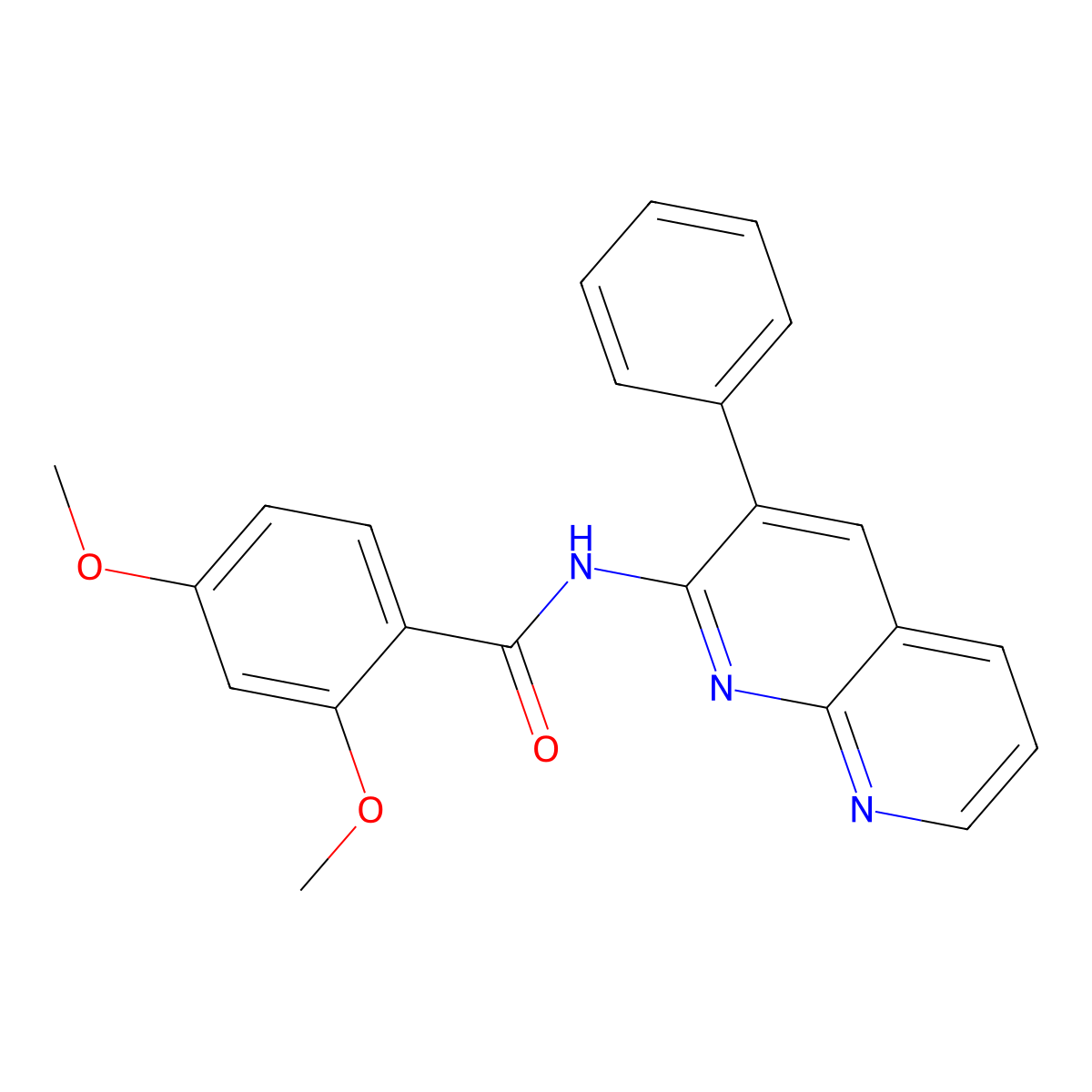 2,4-dimethoxy-N-(3-phenyl-1,8-naphthyridin-2-yl)benzamide molecular structure, CAS 1021106-17-1