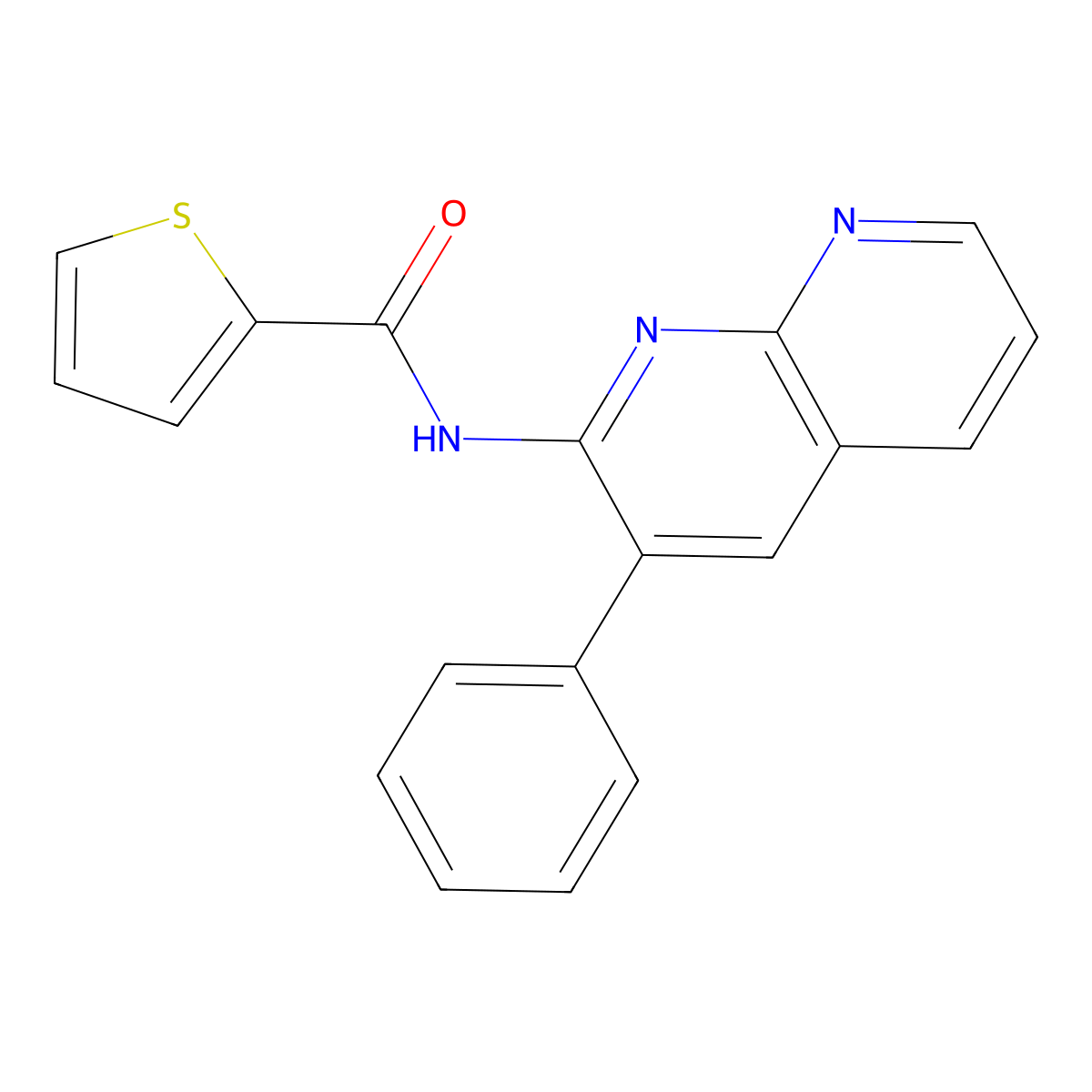 N-(3-phenyl-1,8-naphthyridin-2-yl)thiophene-2-carboxamide molecular structure, CAS 1021106-19-3