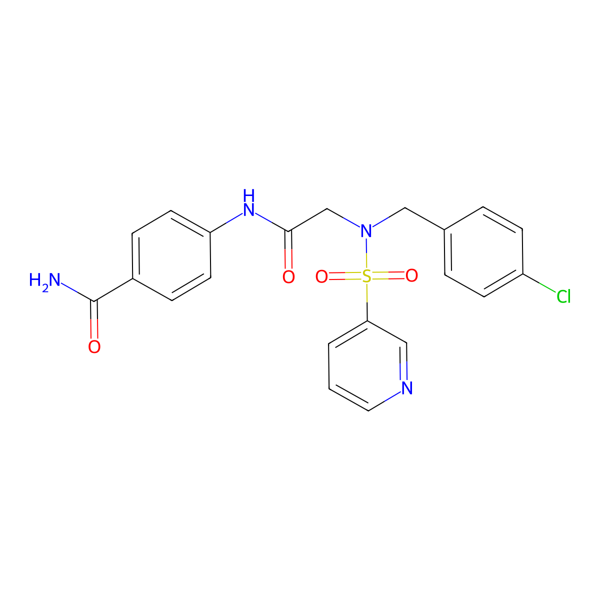 4-(2-(N-(4-chlorobenzyl)pyridine-3-sulfonamido)acetamido)benzamide molecular structure, CAS 1021106-44-4