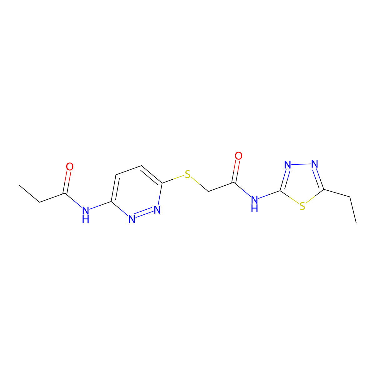 N-(6-((2-((5-ethyl-1,3,4-thiadiazol-2-yl)amino)-2-oxoethyl)thio)pyridazin-3-yl)propionamide molecular structure, CAS 1021106-64-8