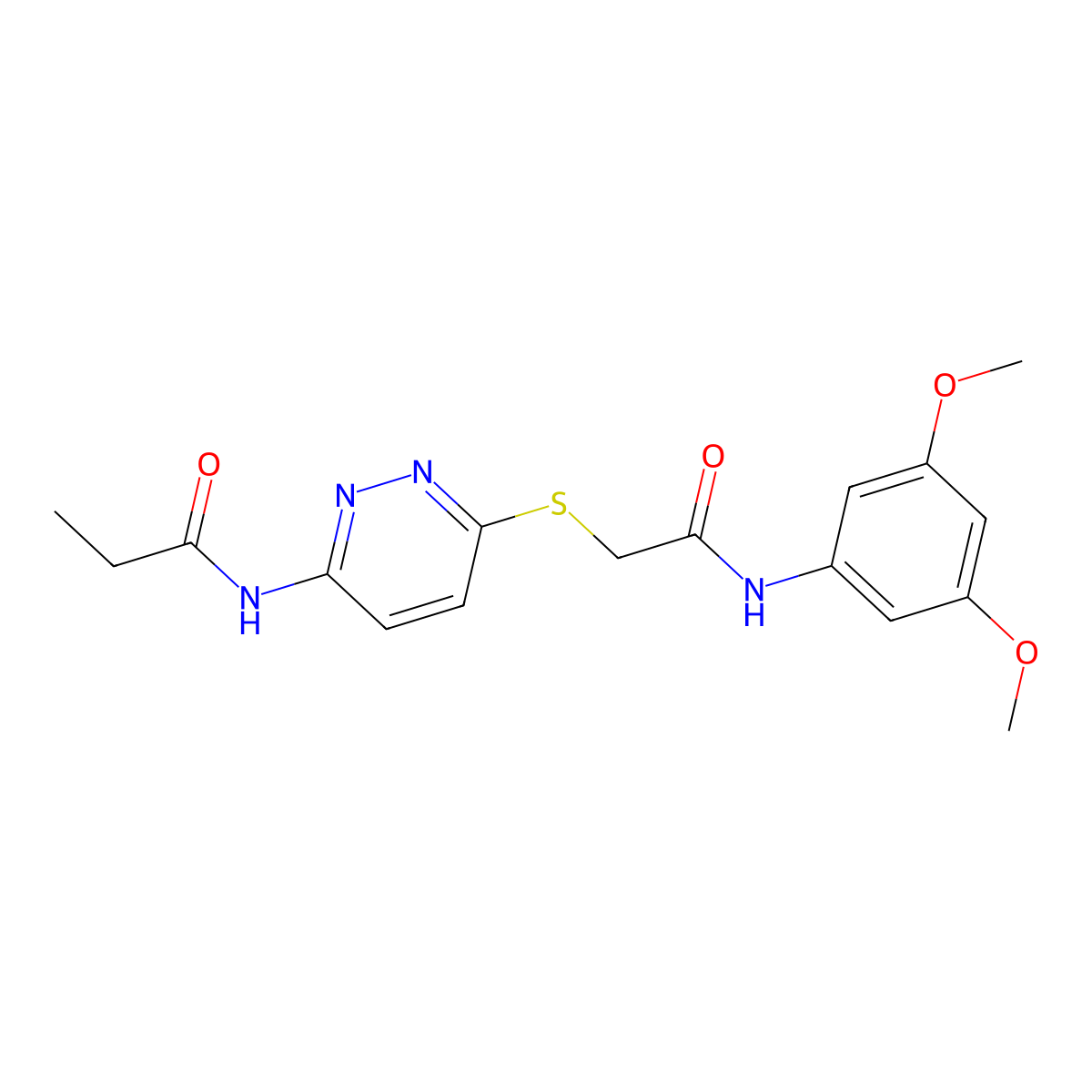 N-(6-((2-((3,5-dimethoxyphenyl)amino)-2-oxoethyl)thio)pyridazin-3-yl)propionamide molecular structure, CAS 1021106-73-9