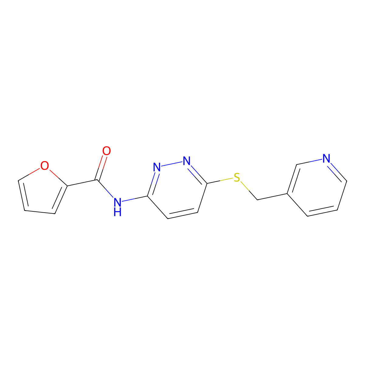 N-(6-((pyridin-3-ylmethyl)thio)pyridazin-3-yl)furan-2-carboxamide molecular structure, CAS 1021106-97-7
