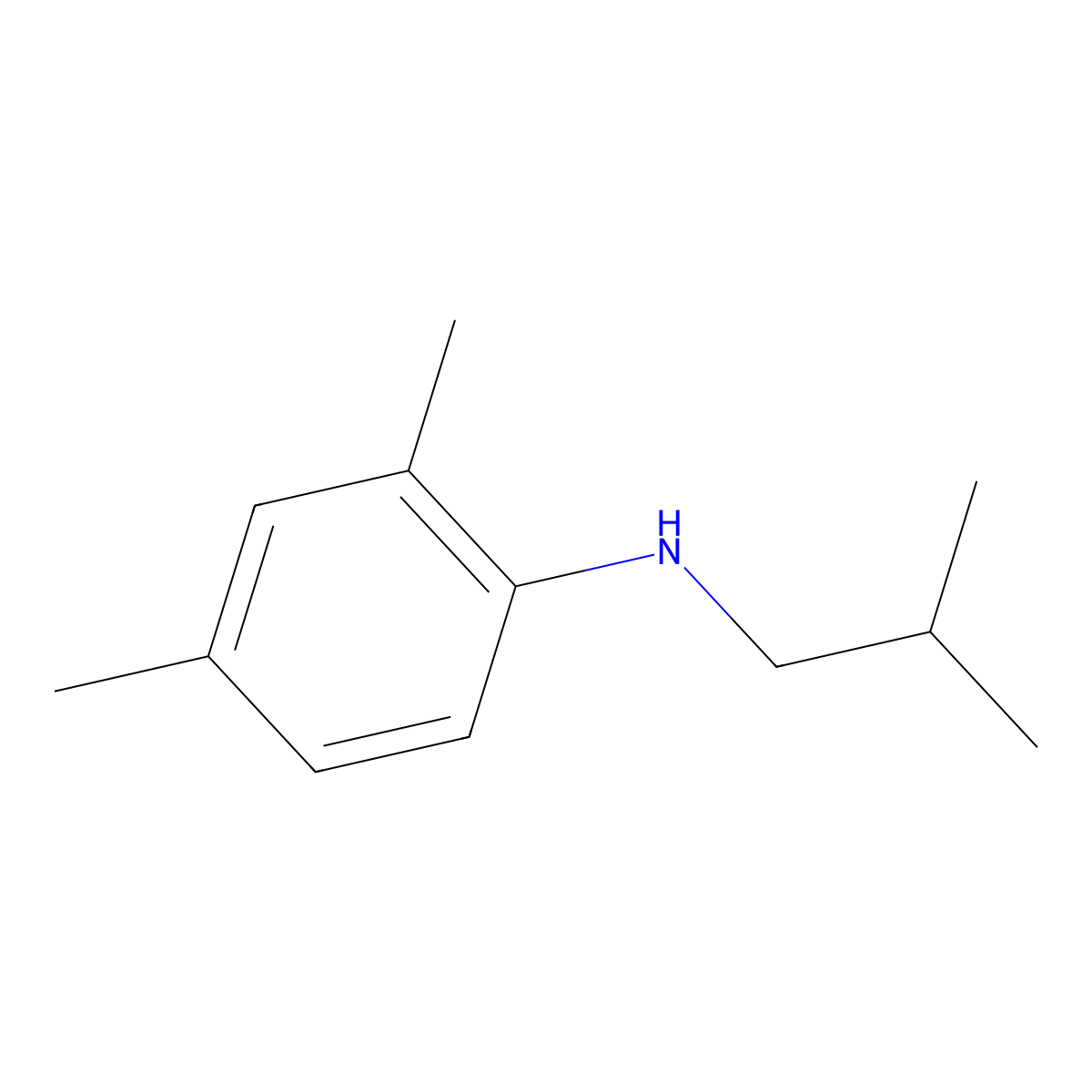 2,4-dimethyl-N-(2-methylpropyl)aniline molecular structure, CAS 1021107-02-7
