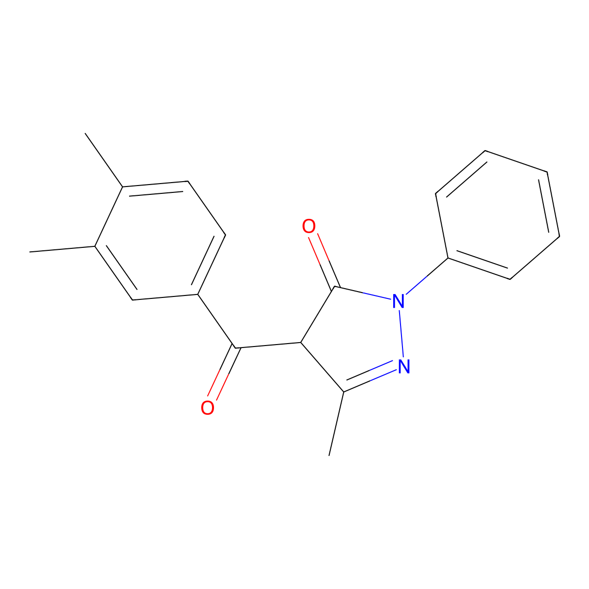 4-(3,4-dimethylbenzoyl)-3-methyl-1-phenyl-1H-pyrazol-5(4H)-one molecular structure, CAS 1021108-02-0